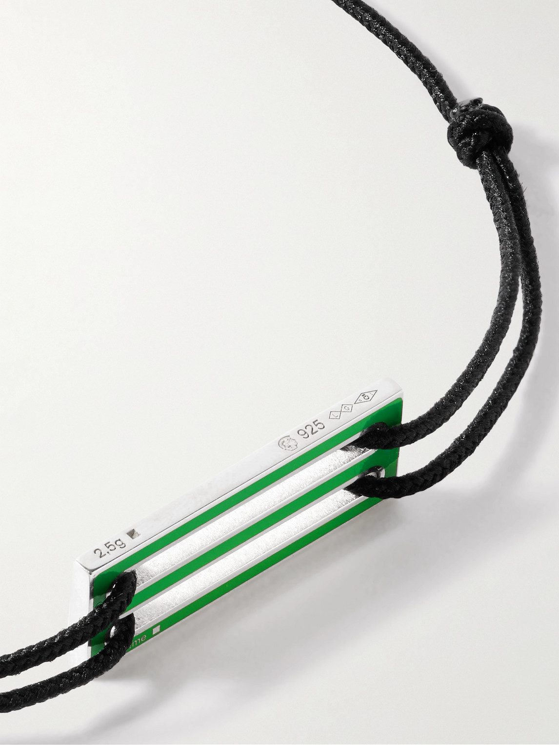 Le Gramme Le 2.5g Sterling Silver, Enamel And Cord Bracelet In Green