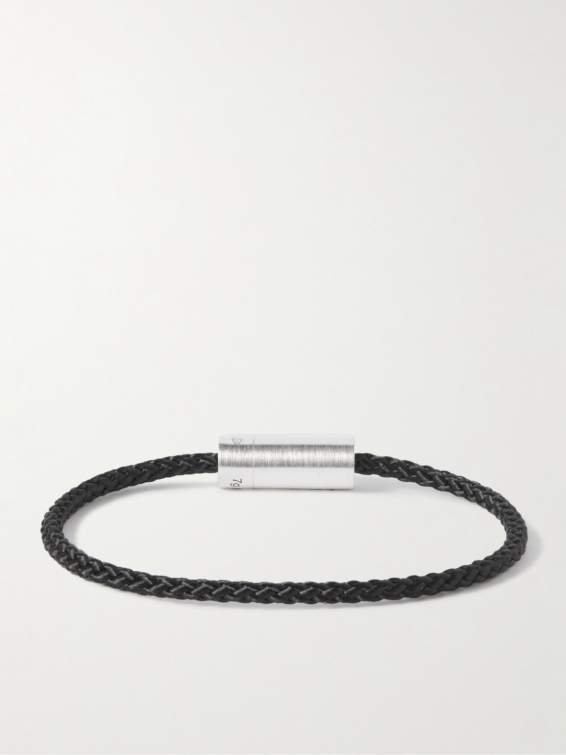 Le Gramme 7g Braided Cord And Sterling Silver Bracelet In Black