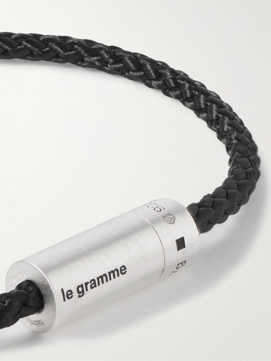 Le Gramme 7g Braided Cord And Sterling Silver Bracelet In Black