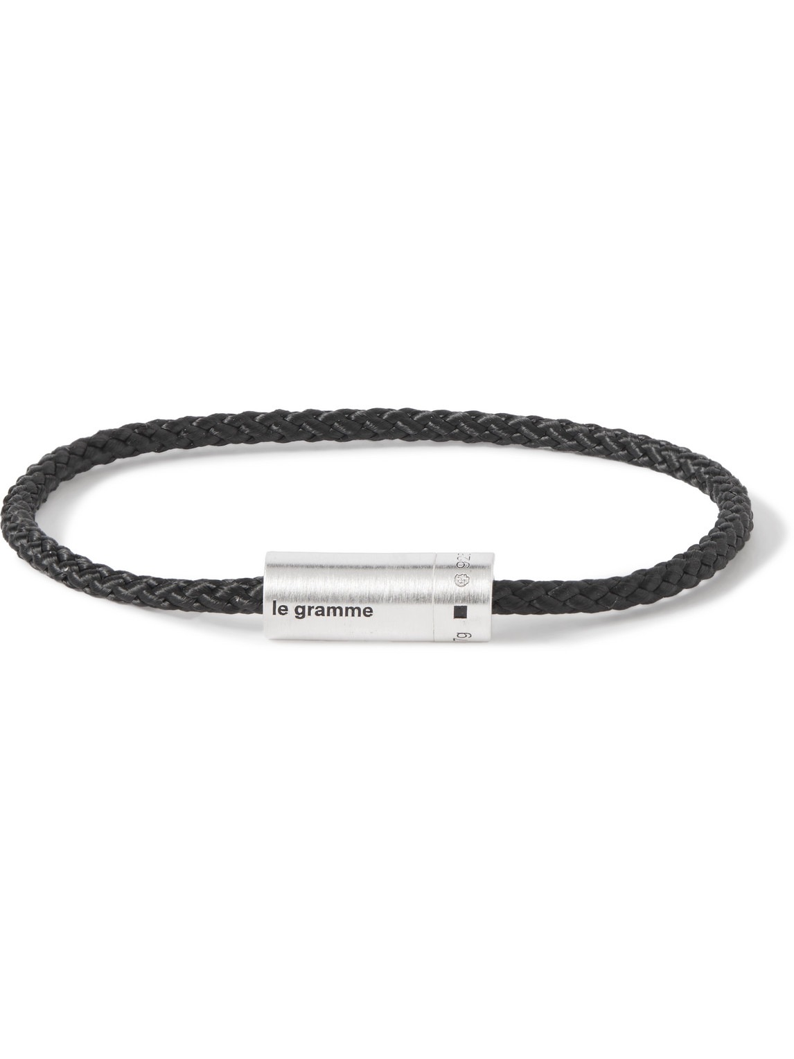 Le Gramme 7g Braided Cord And Sterling Silver Bracelet In Black