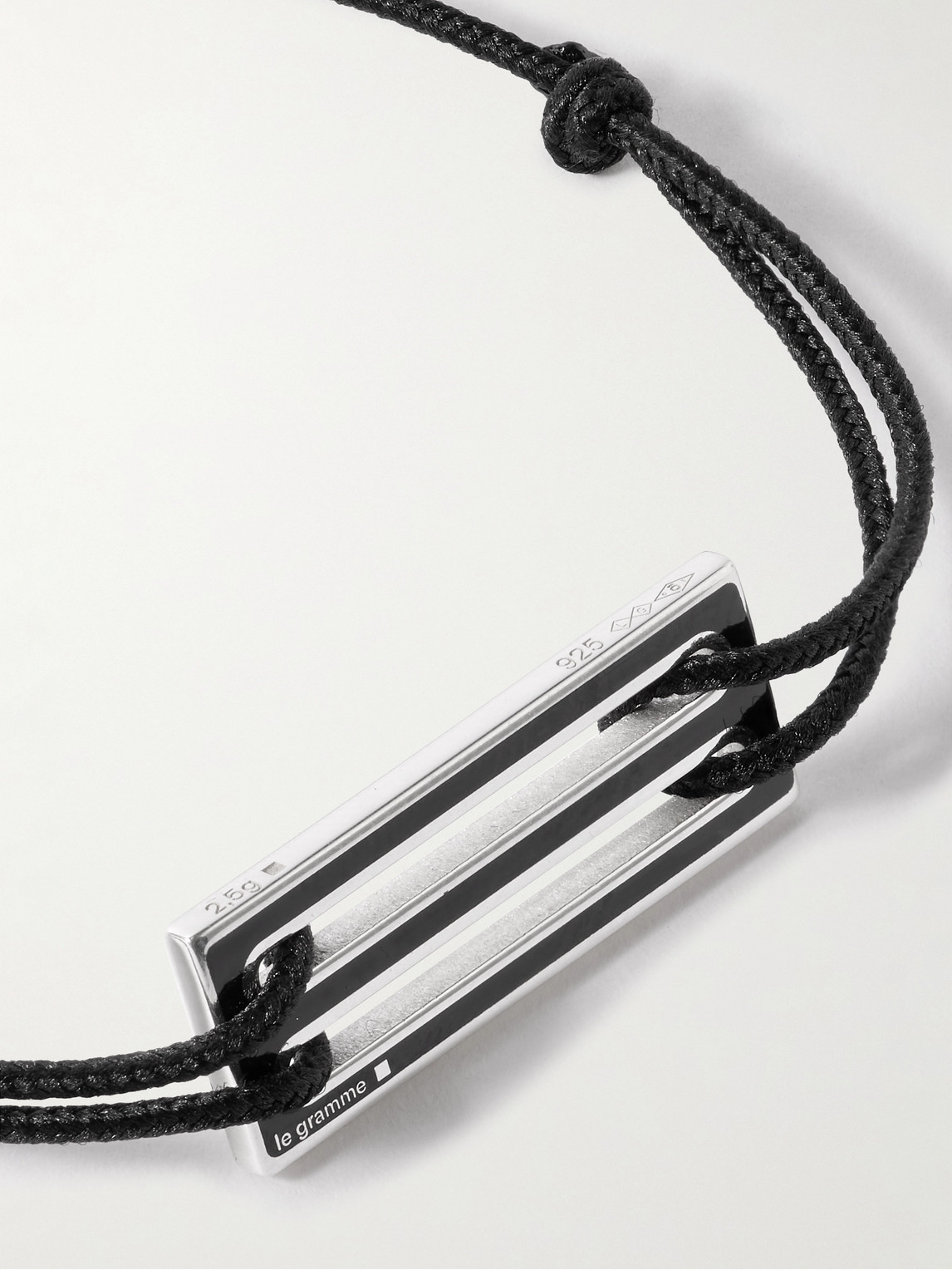 Le Gramme Le 2.5g Sterling Silver, Enamel And Cord Bracelet In Black