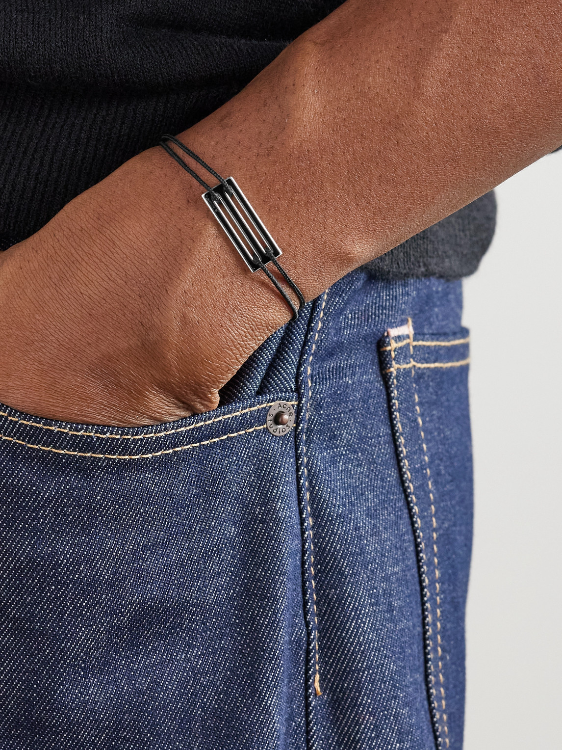 Le Gramme Le 2.5g Sterling Silver, Enamel And Cord Bracelet In Black