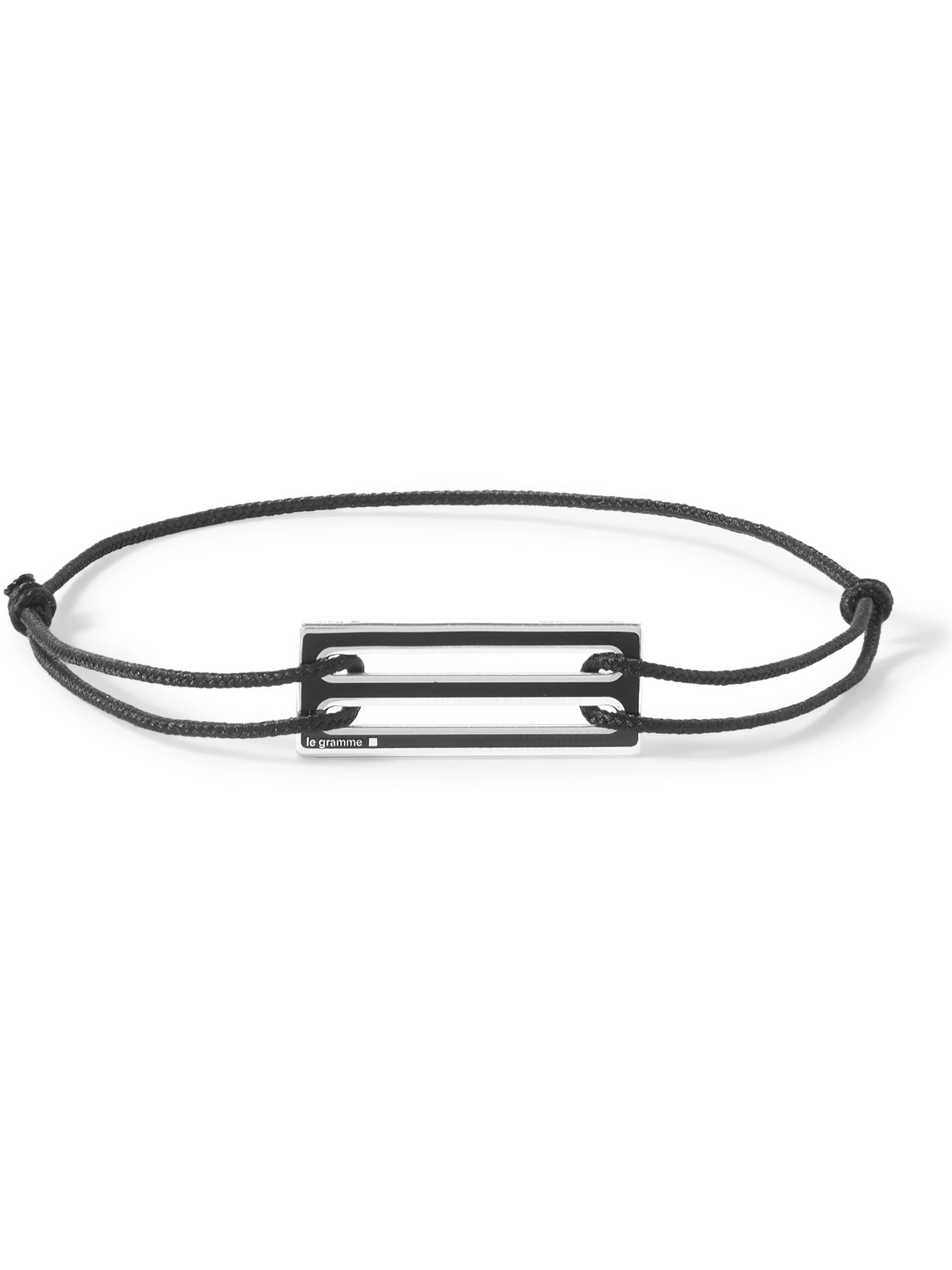 Le Gramme Le 2.5g Sterling Silver, Enamel And Cord Bracelet In Black