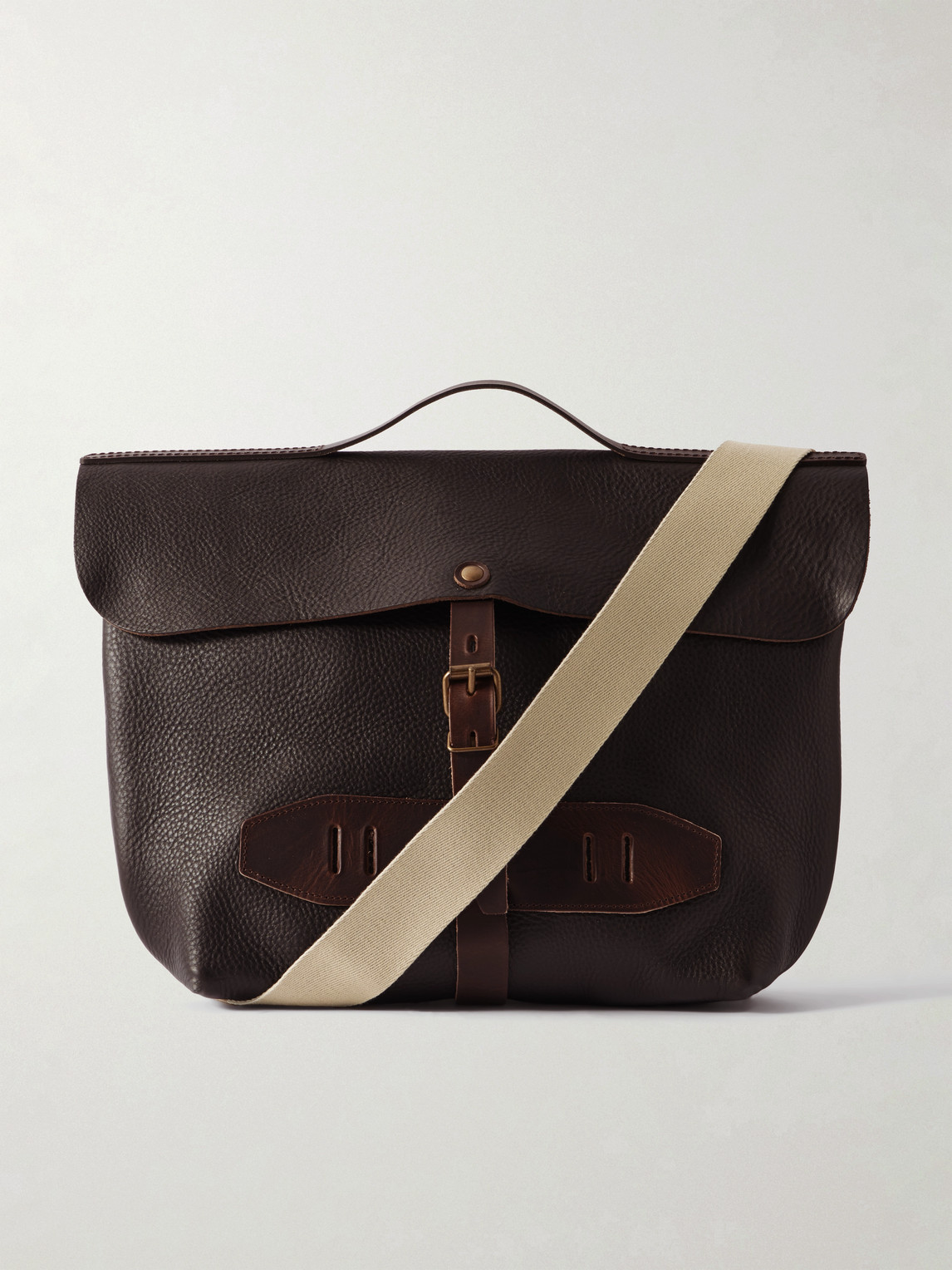 Lazard Full-Grain Leather Messenger Bag