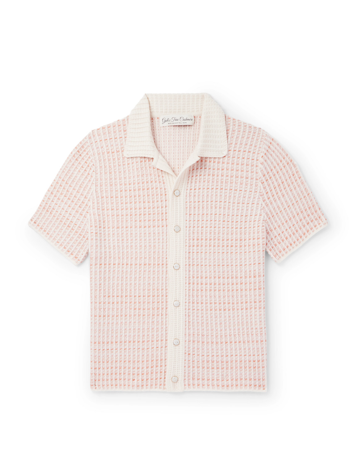 God's True Cashmere Noble Camp-collar Waffle-knit Cashmere-blend Shirt In Pink