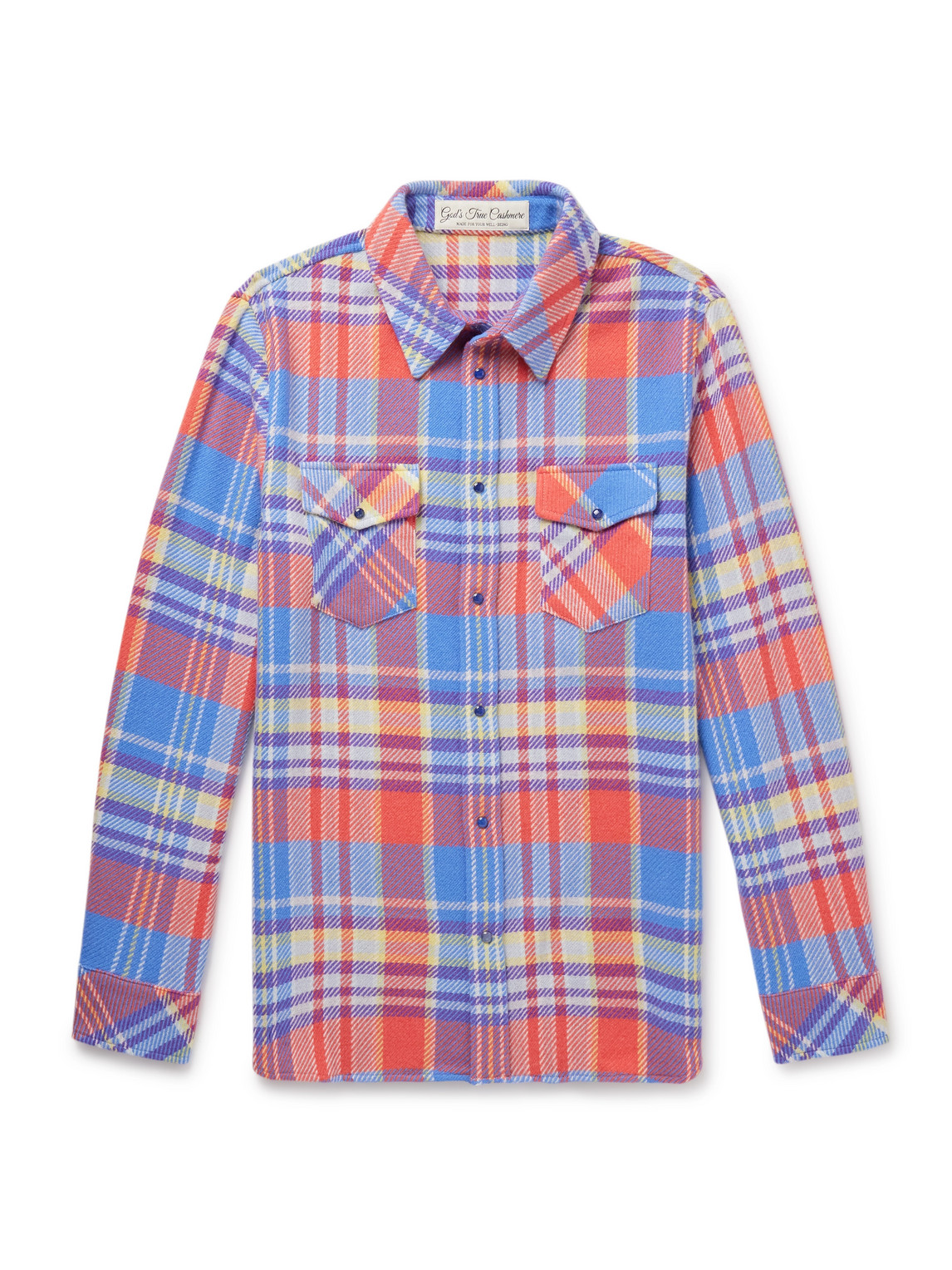 God's True Cashmere Unisex Cashmere And Lapis Lazuli Tartan Creator Shirt In Red