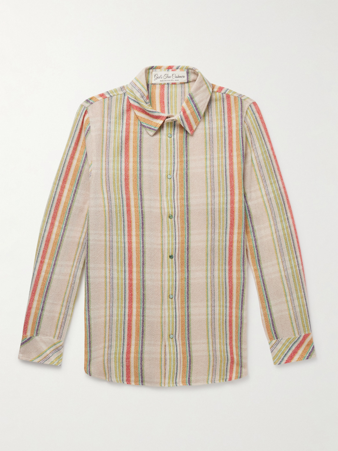 God's True Cashmere Ruler Striped Recycled-Cashmere and Wool-Blend Gauze Shirten