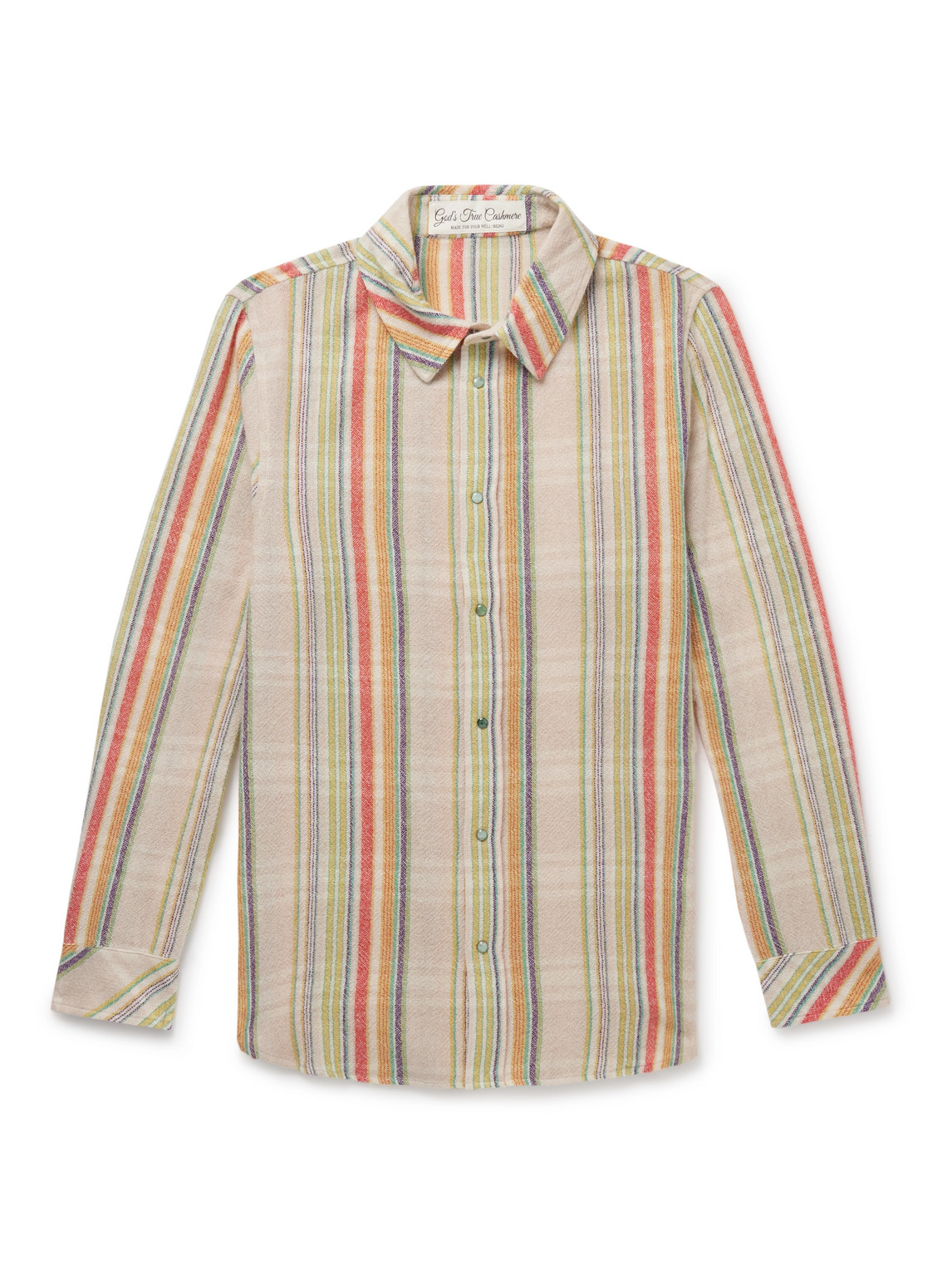 God's True Cashmere Ruler Striped Recycled-cashmere And Wool-blend Gauze Shirt In Neutrals