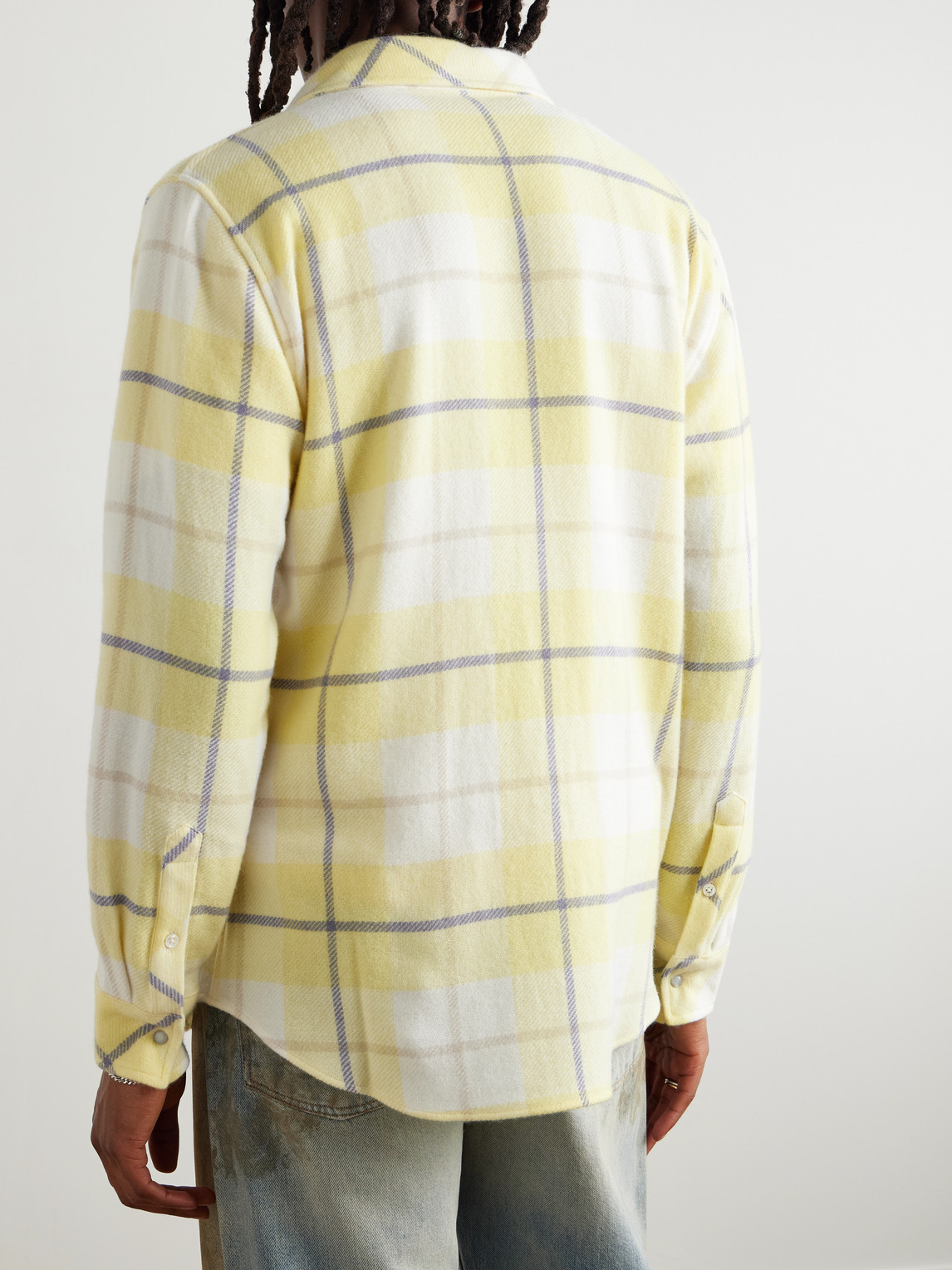 God's True Cashmere Dreamer Checked Cashmere Shirt In Yellow