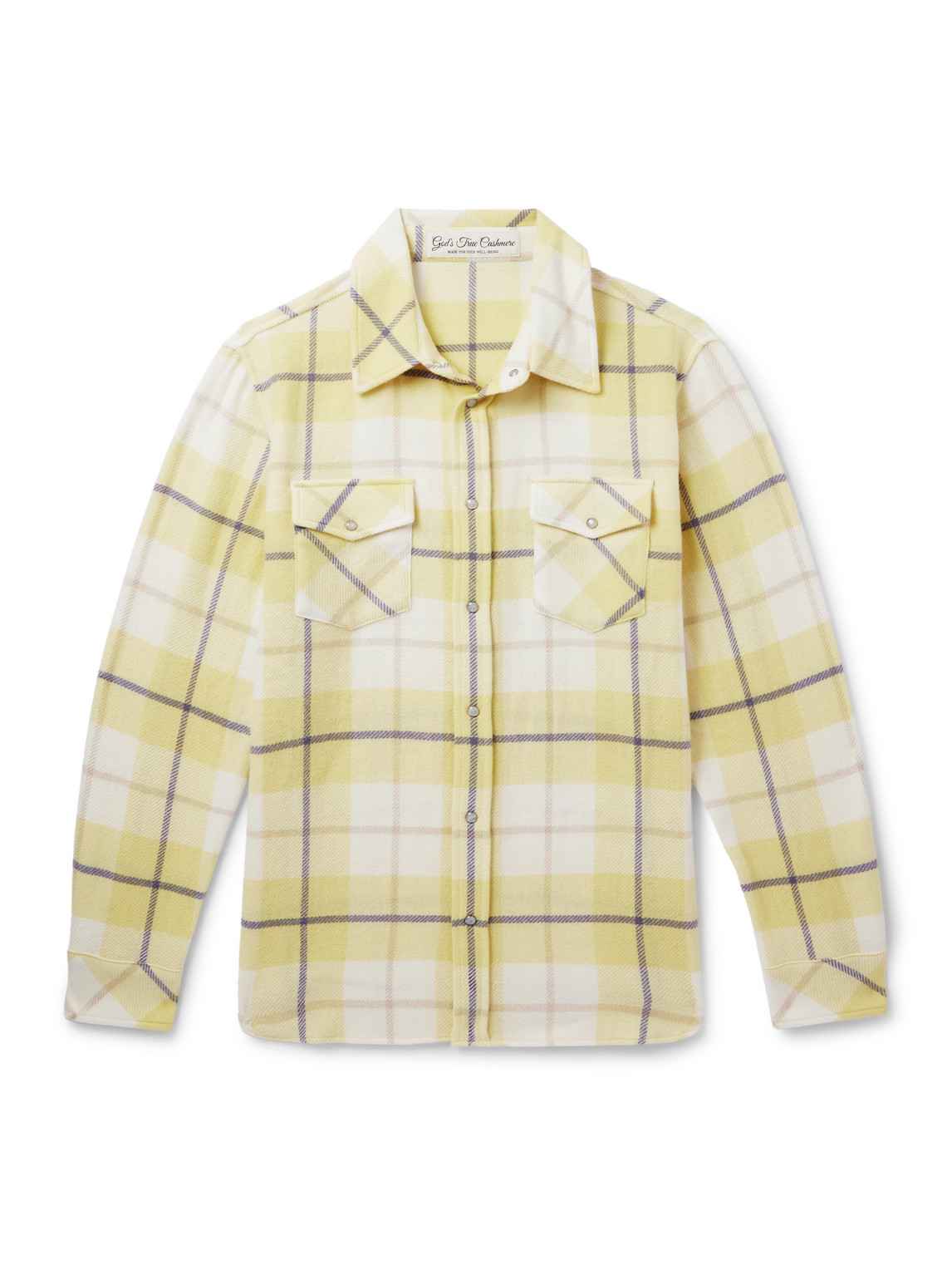 God's True Cashmere Dreamer Checked Cashmere Shirt In Yellow