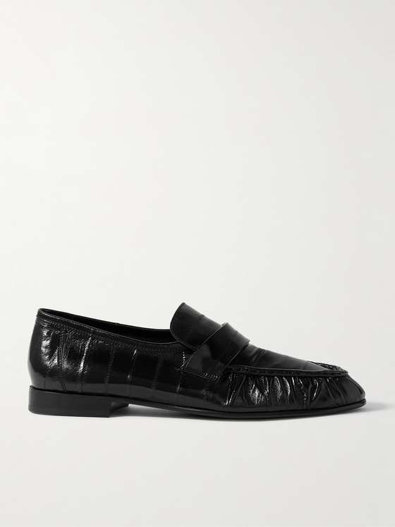 Therow Soft Gathered Textured Leather Loafer
