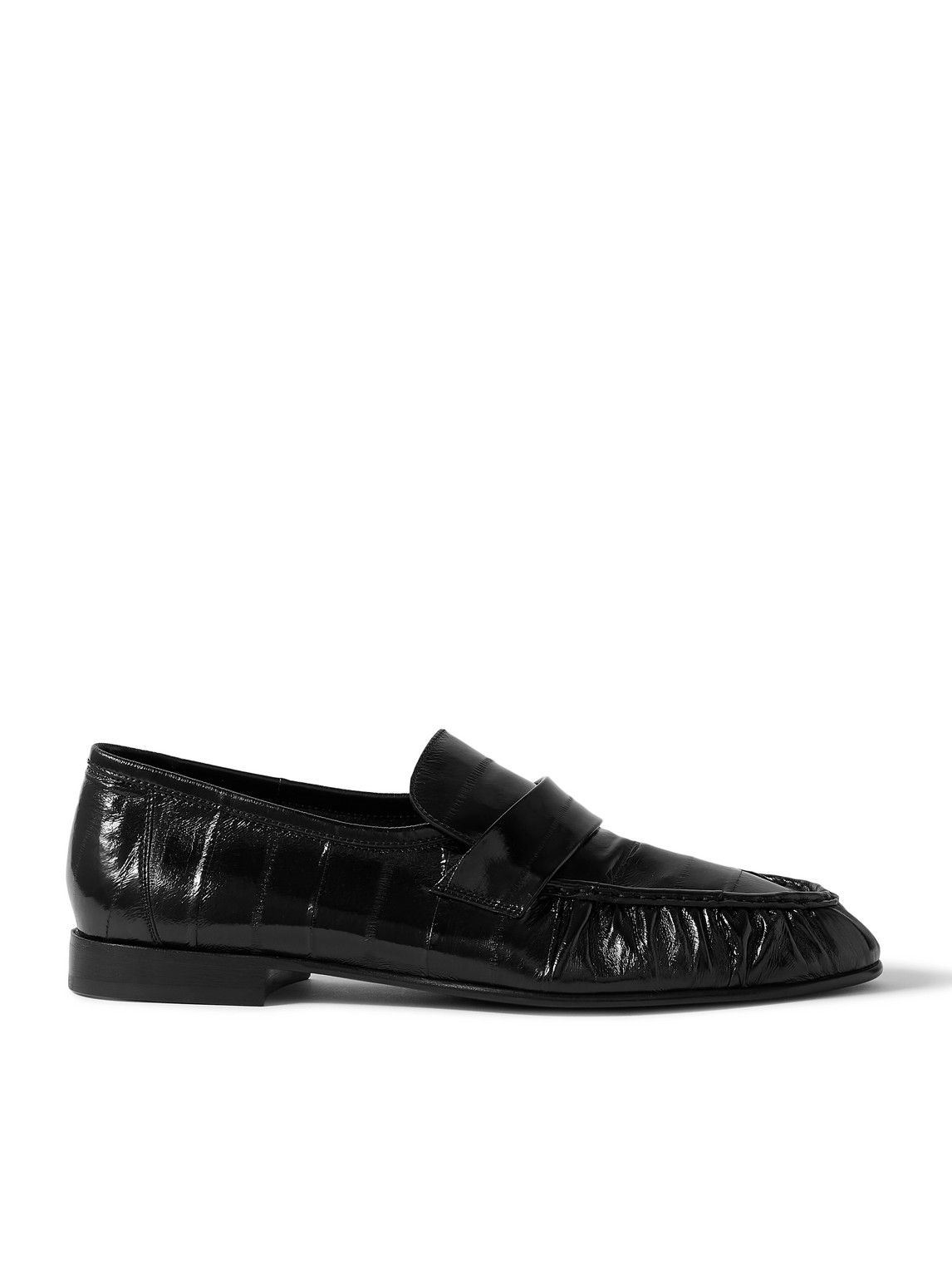The Row Crinkled Glossed-leather Loafers