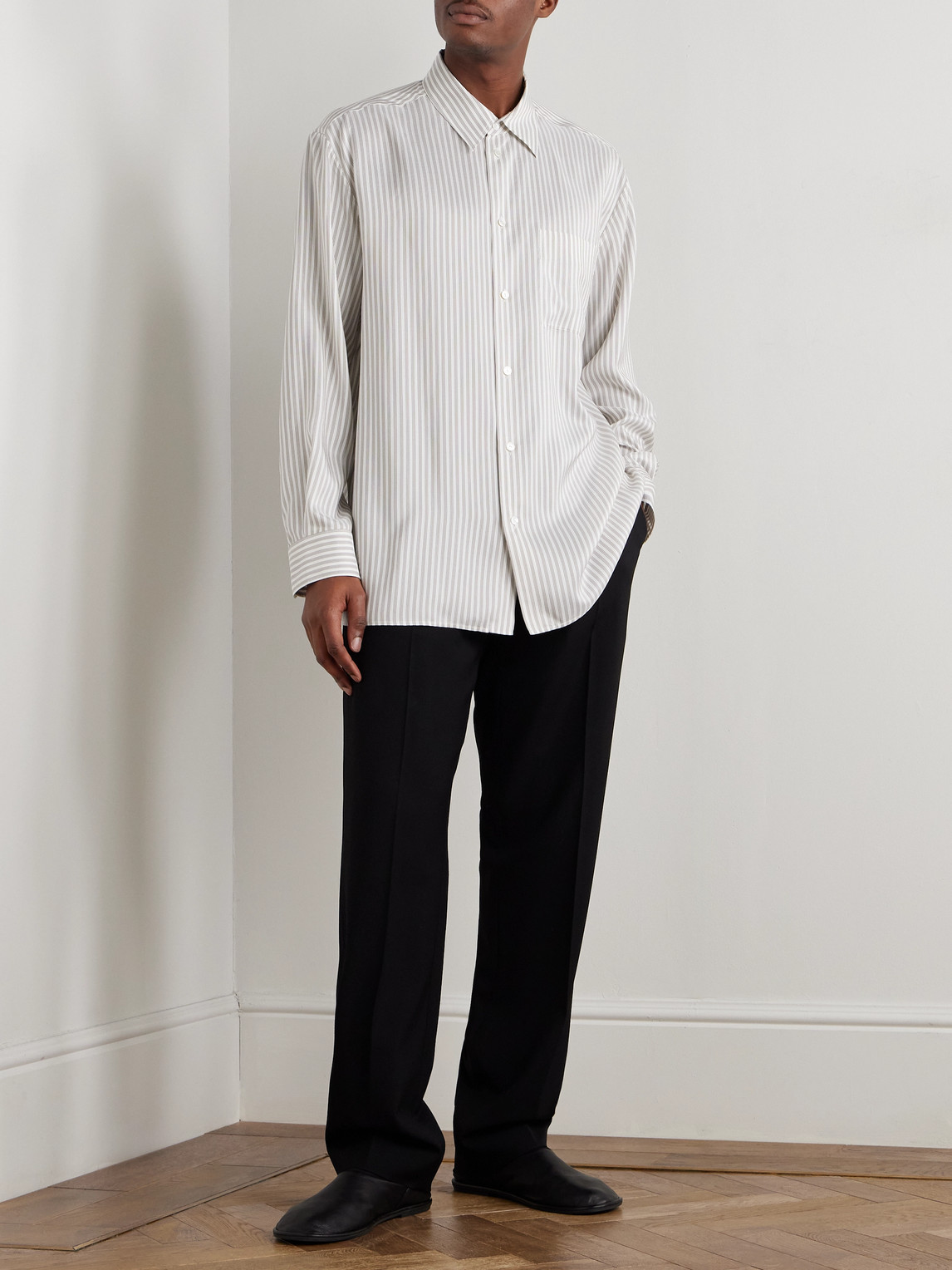 The Row Feme Striped Silk Shirt