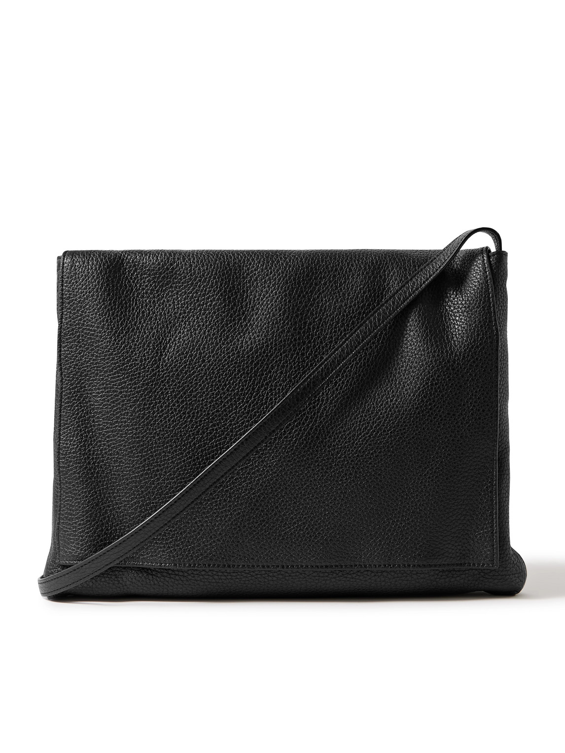 The Row Nan Full-grain Leather Messenger Bag In Black