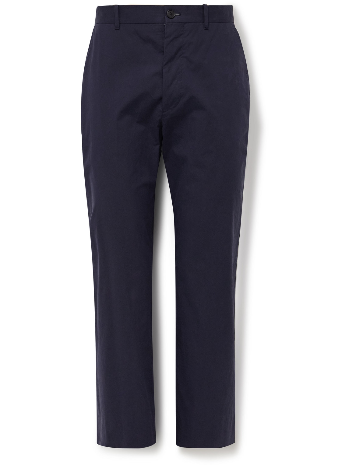 The Row Lerio Straight-leg Cotton-poplin Suit Trousers In Blue