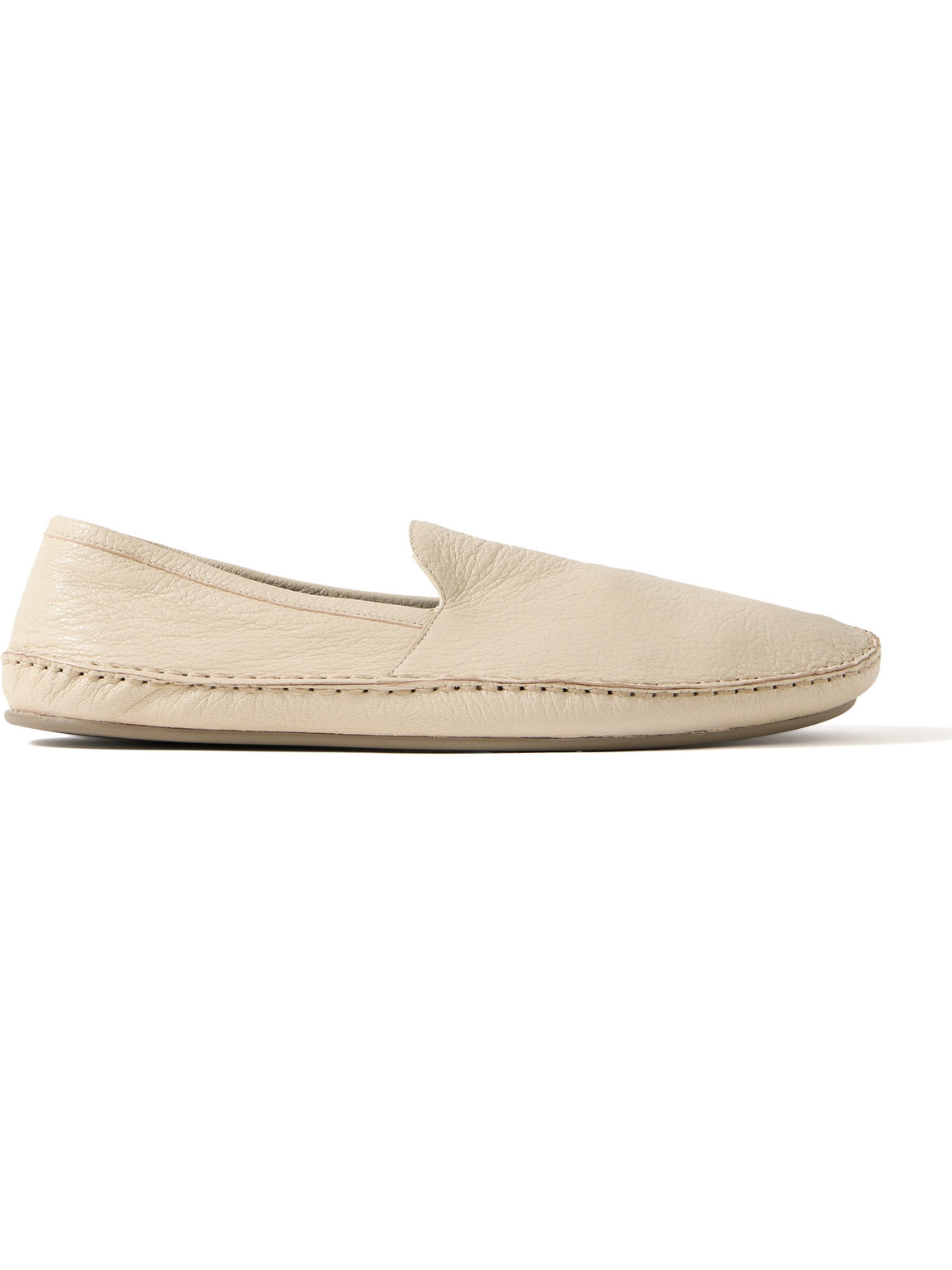 The Row Tyler Textured-leather Loafers In Yellow