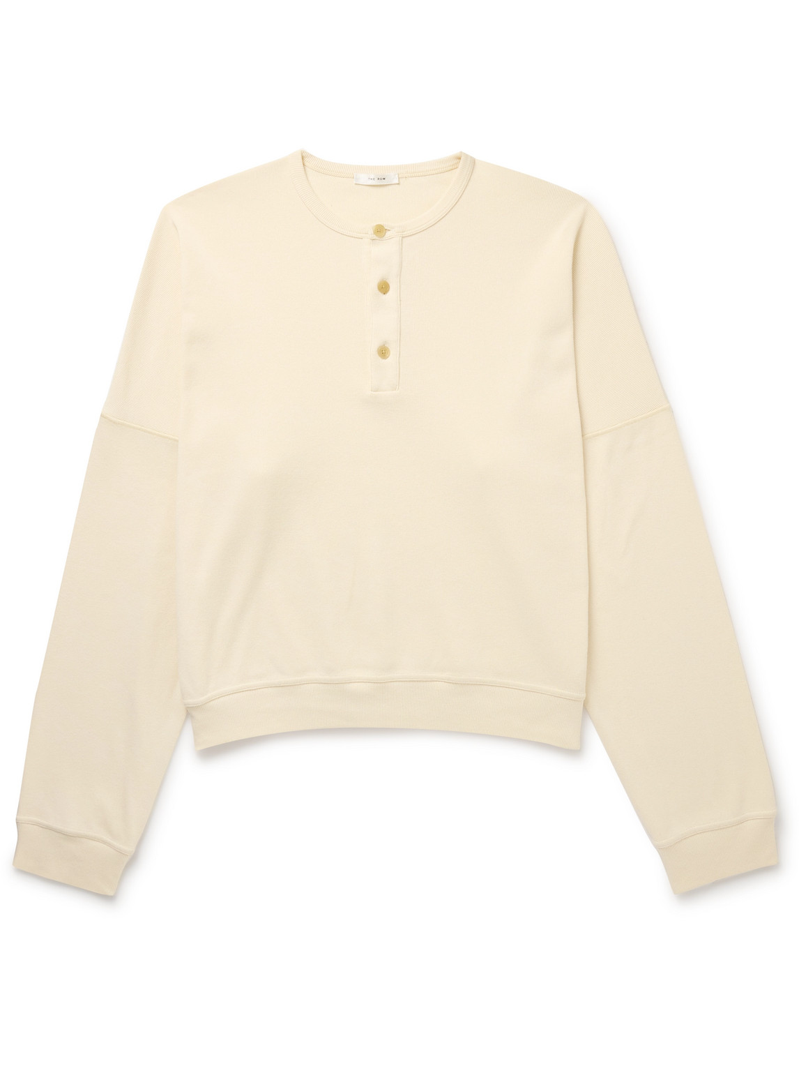 The Row Greto Ribbed Cotton-jersey Henley Sweatshirt