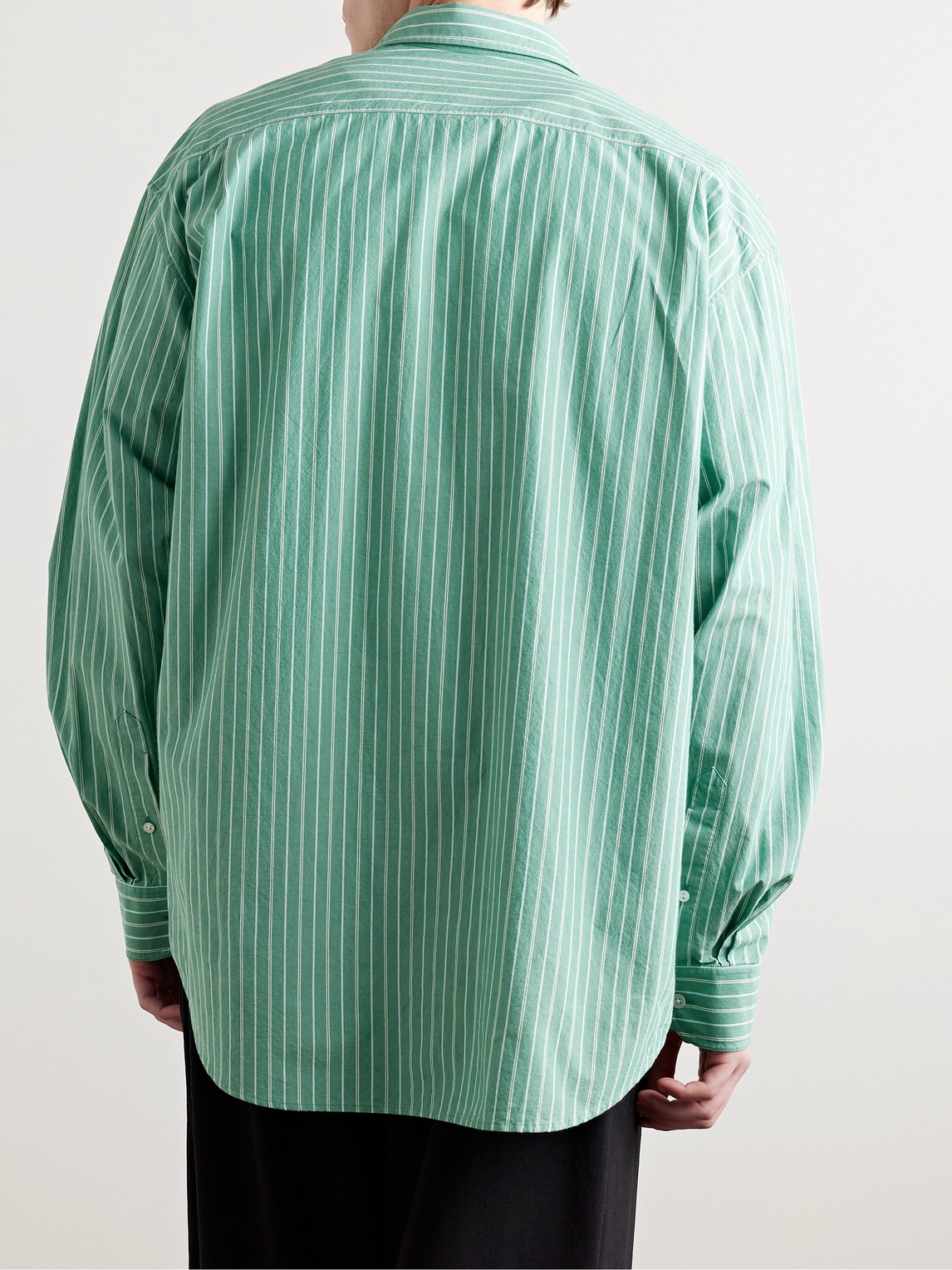 The Row Miller Striped Cotton-poplin Shirt In Green