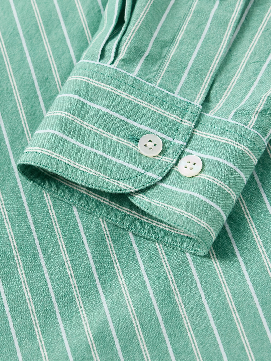 The Row Miller Striped Cotton-poplin Shirt In Green