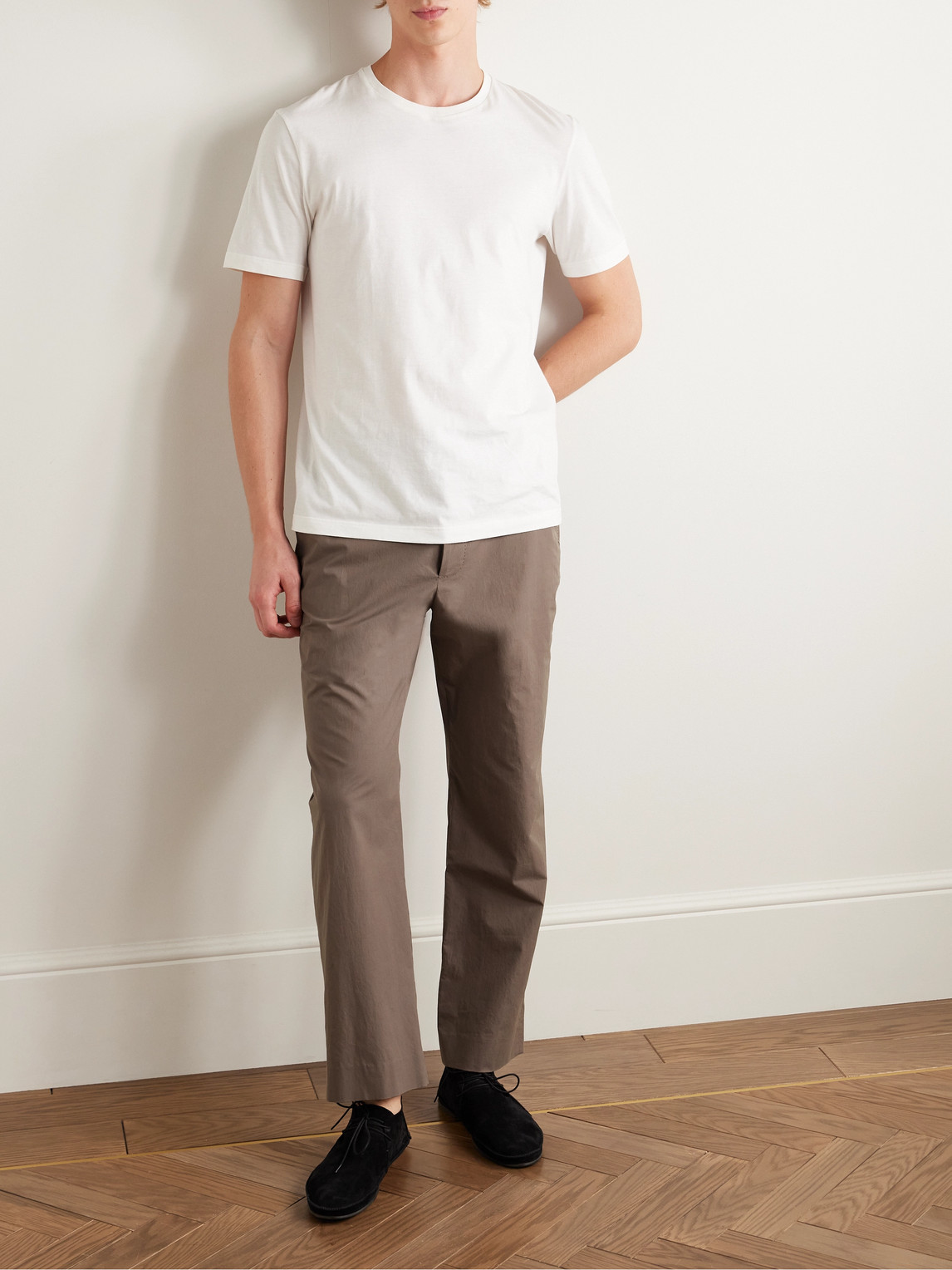 The Row Lerio Straight-leg Cotton-poplin Trousers In Brown