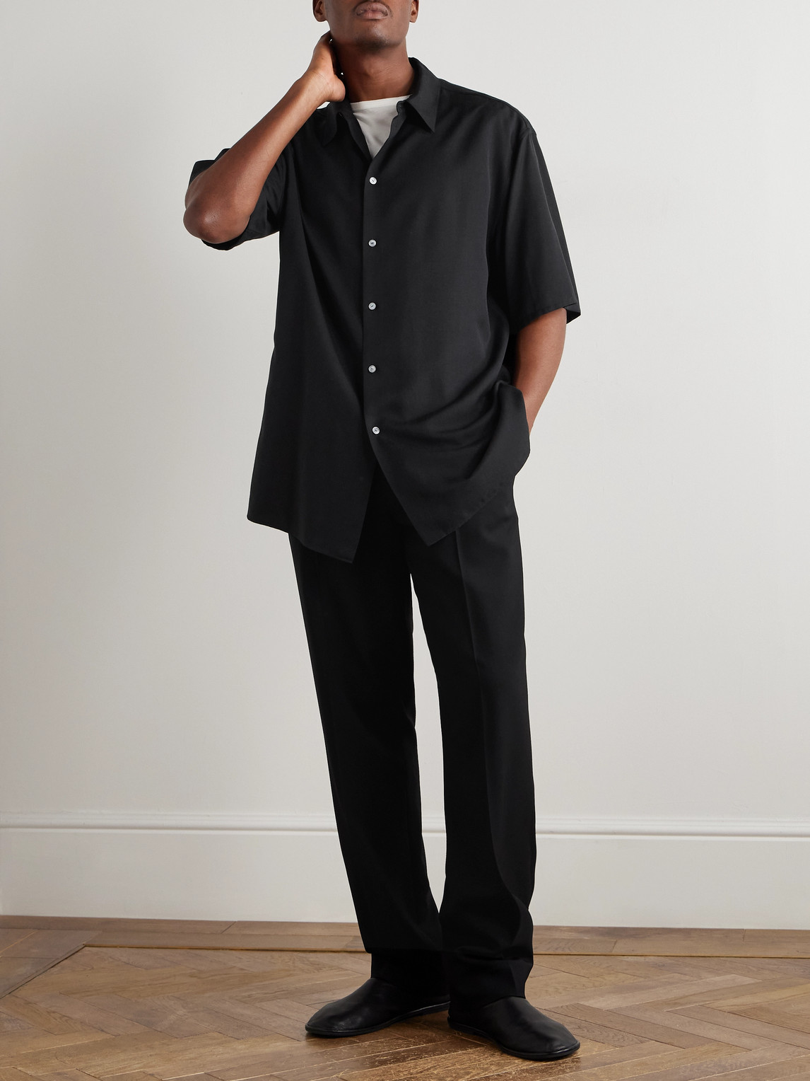 The Row Rodolfo Cotton & Silk Shirt In Black