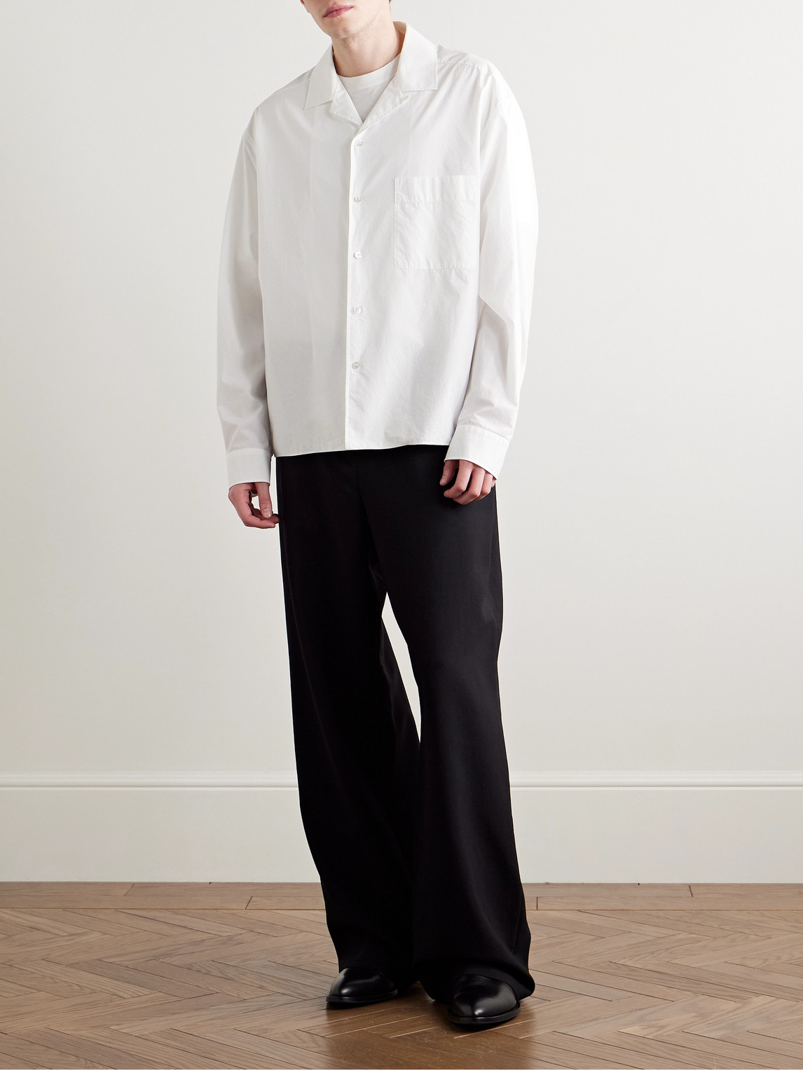 The Row Elijas Convertible-collar Cotton-poplin Shirt In White