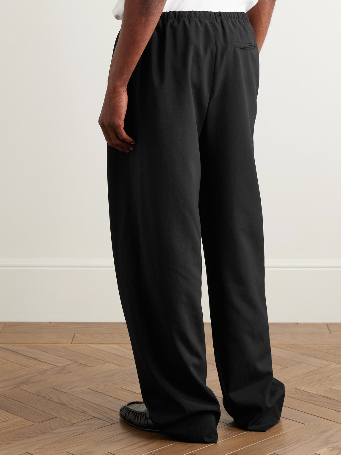 The Row Xon Wide-leg Wool-crepe Drawstring Trousers