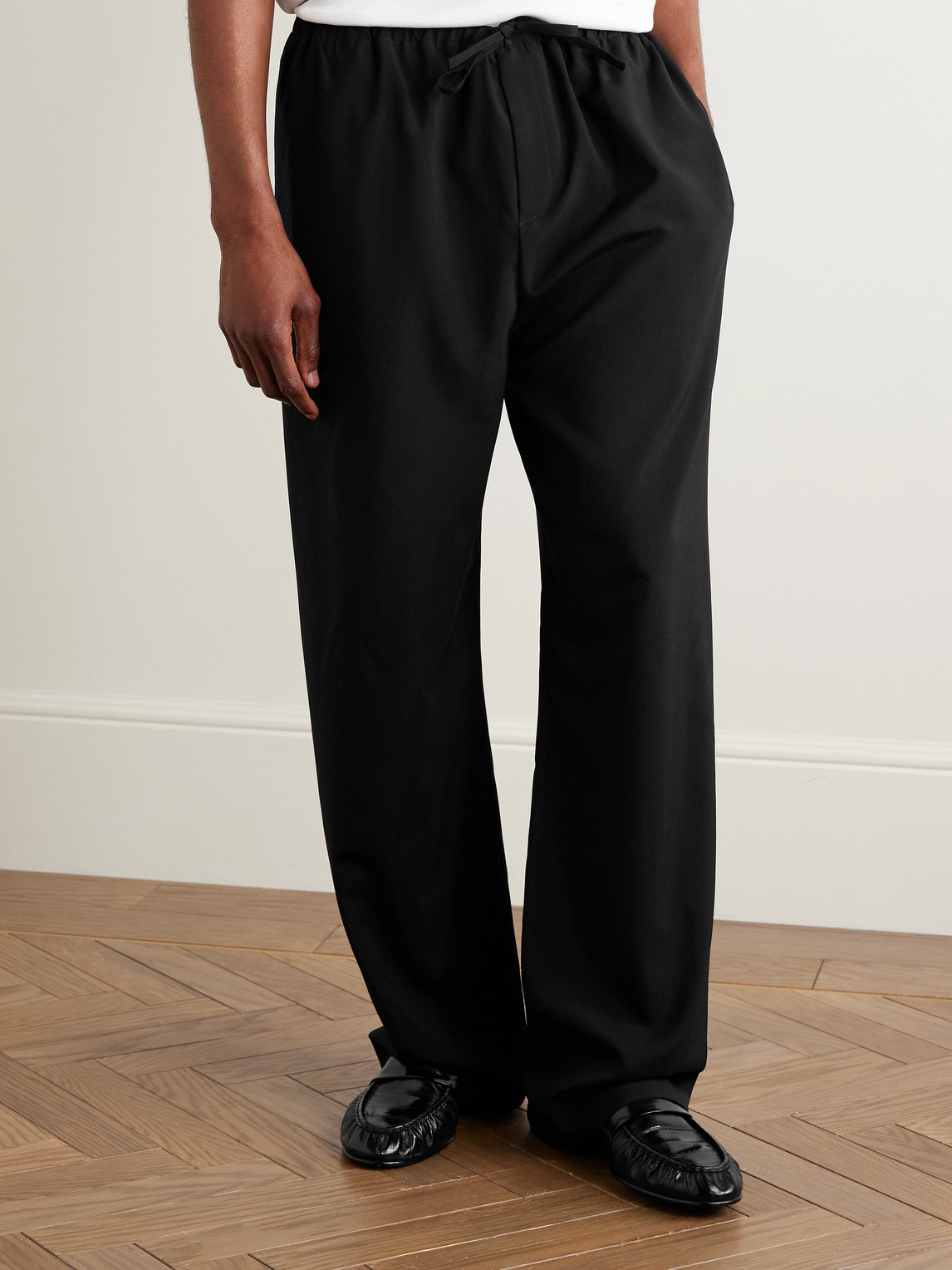 The Row Xon Wide-leg Wool-crepe Drawstring Trousers