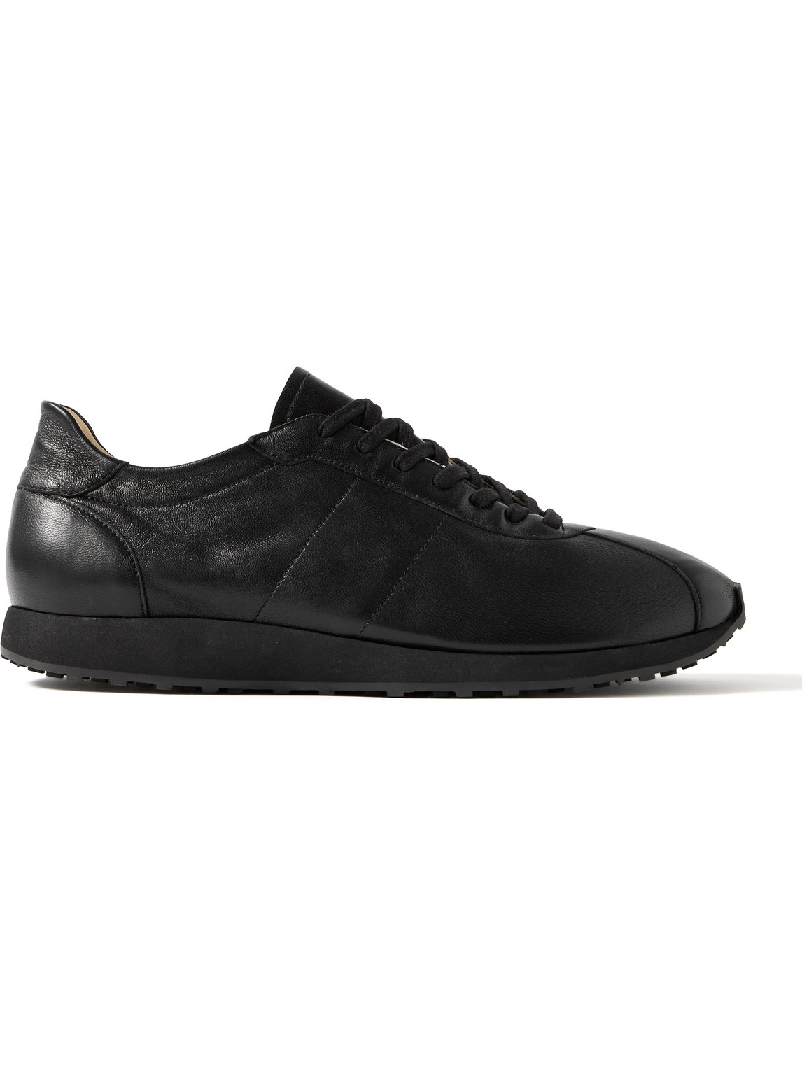The Row Round Toe Rubber Sole Smooth Finish Sneakers In Black