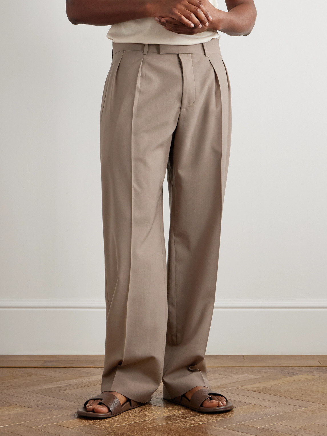 The Row Mikeno Straight-leg Pleated Wool Suit Trousers