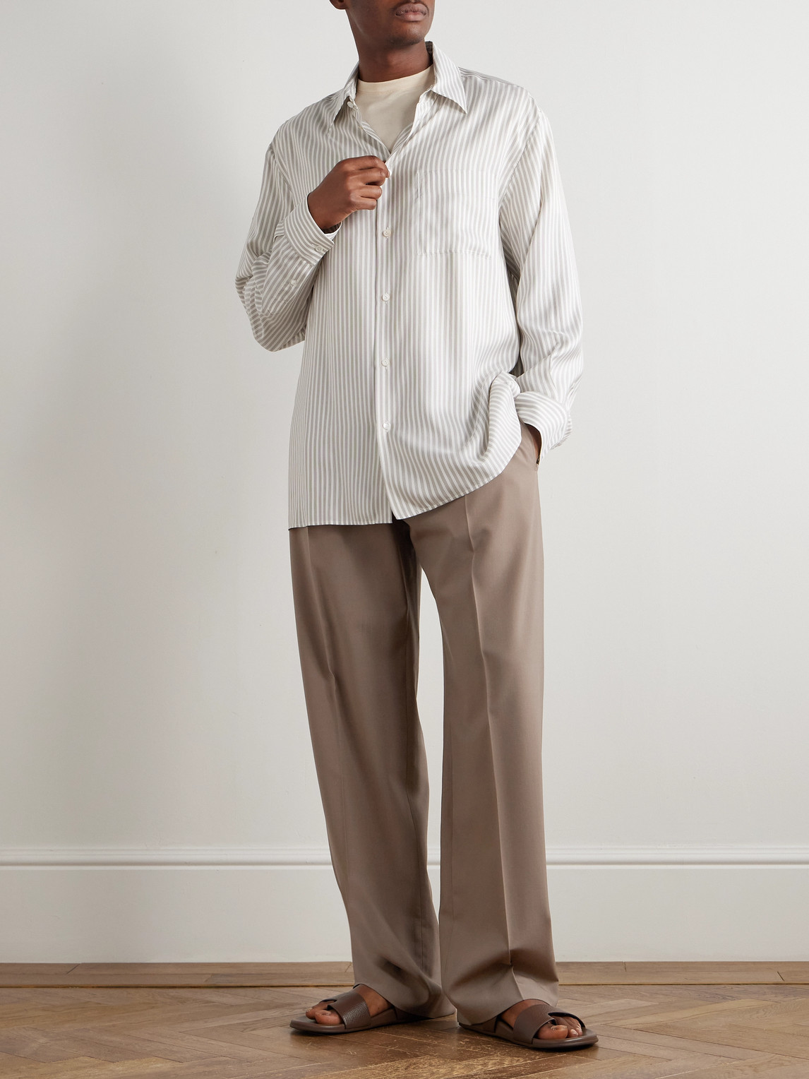 The Row Mikeno Straight-leg Pleated Wool Suit Trousers