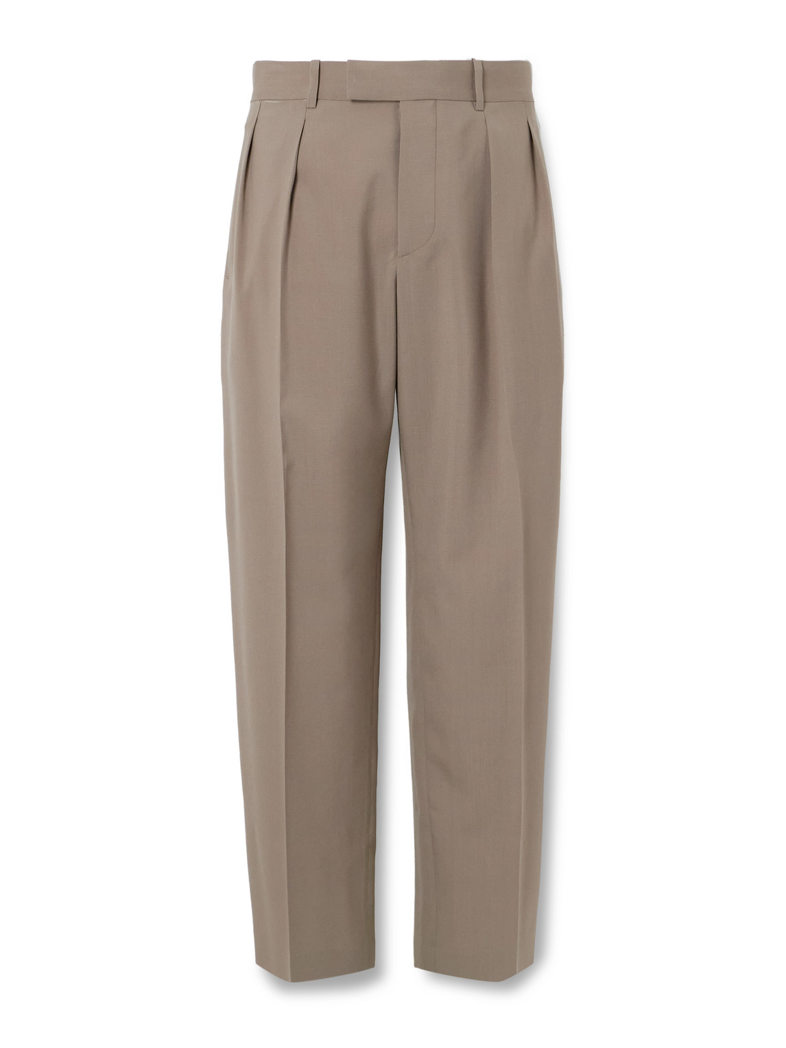 The Row Mikeno Straight-leg Pleated Wool Suit Trousers In Brown