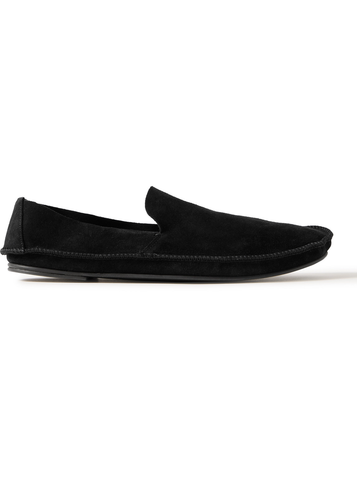 The Row Tyler Suede Loafers In Black