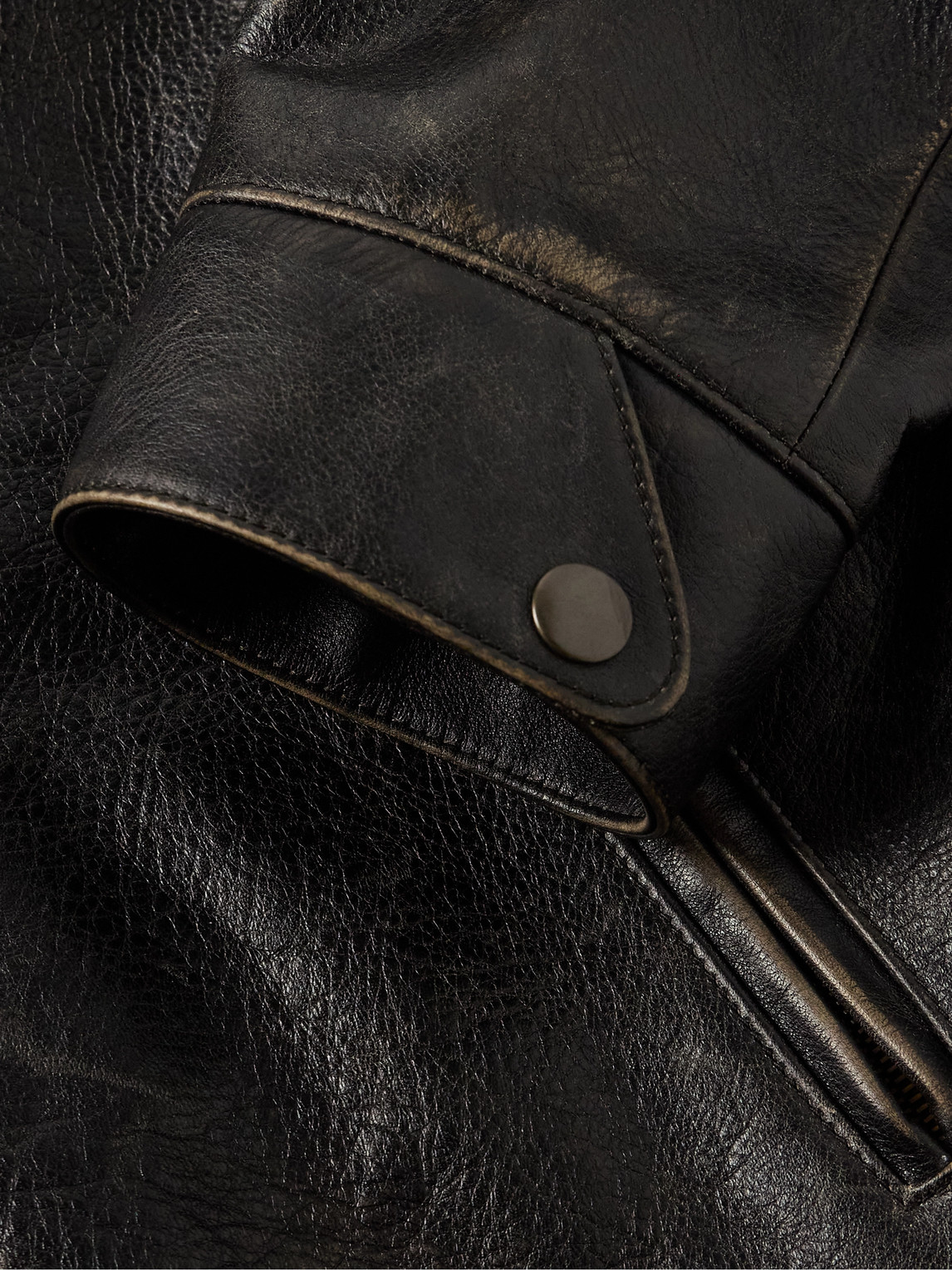 The Row Edrice Distressed Leather Jacket In Gray