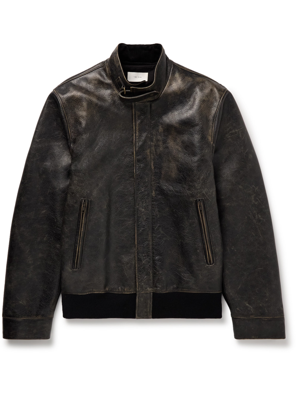 The Row Edrice Distressed Leather Jacket In Black
