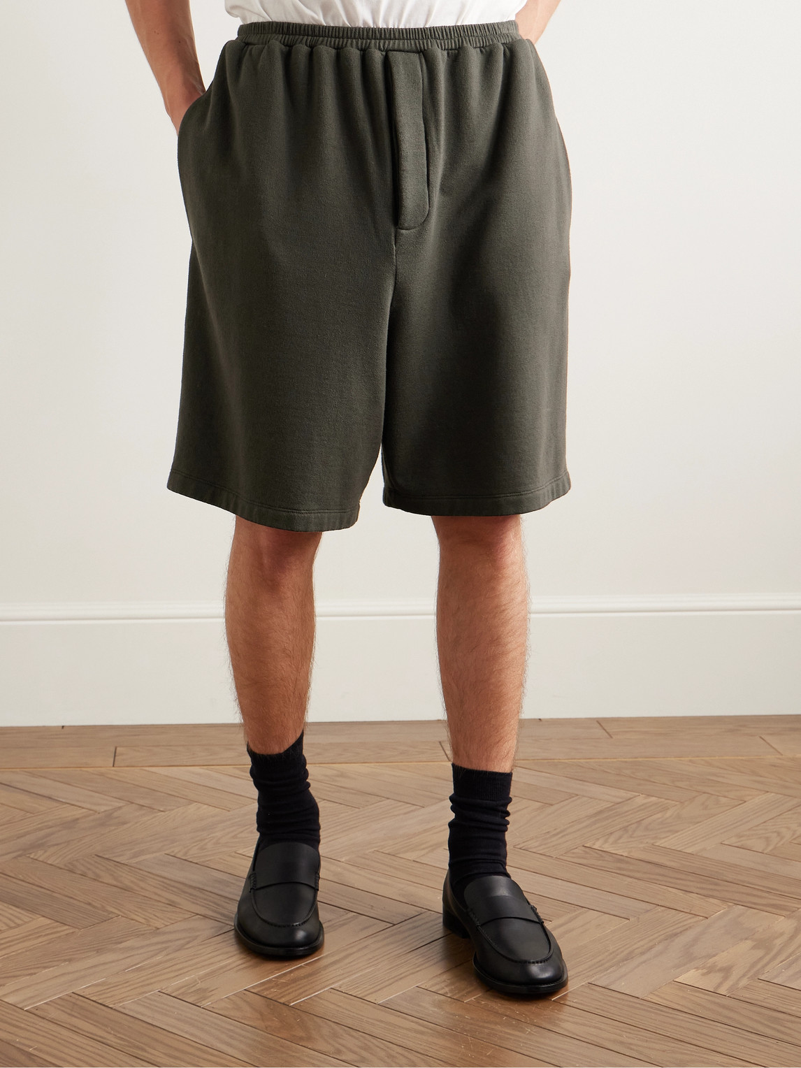 The Row Kotai Wide-leg Cotton And Cashmere-blend Jersey Shorts