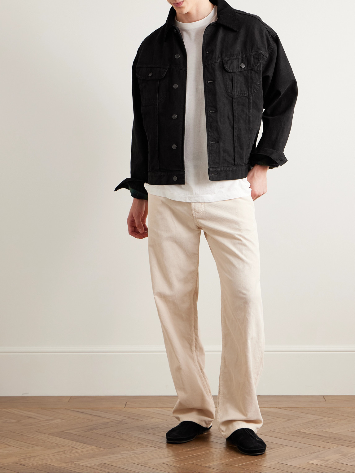 The Row Joret Corduroy-trimmed Denim Jacket