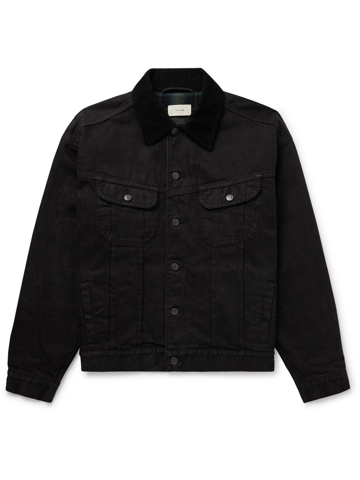 The Row Joret Corduroy-trimmed Denim Jacket In Black