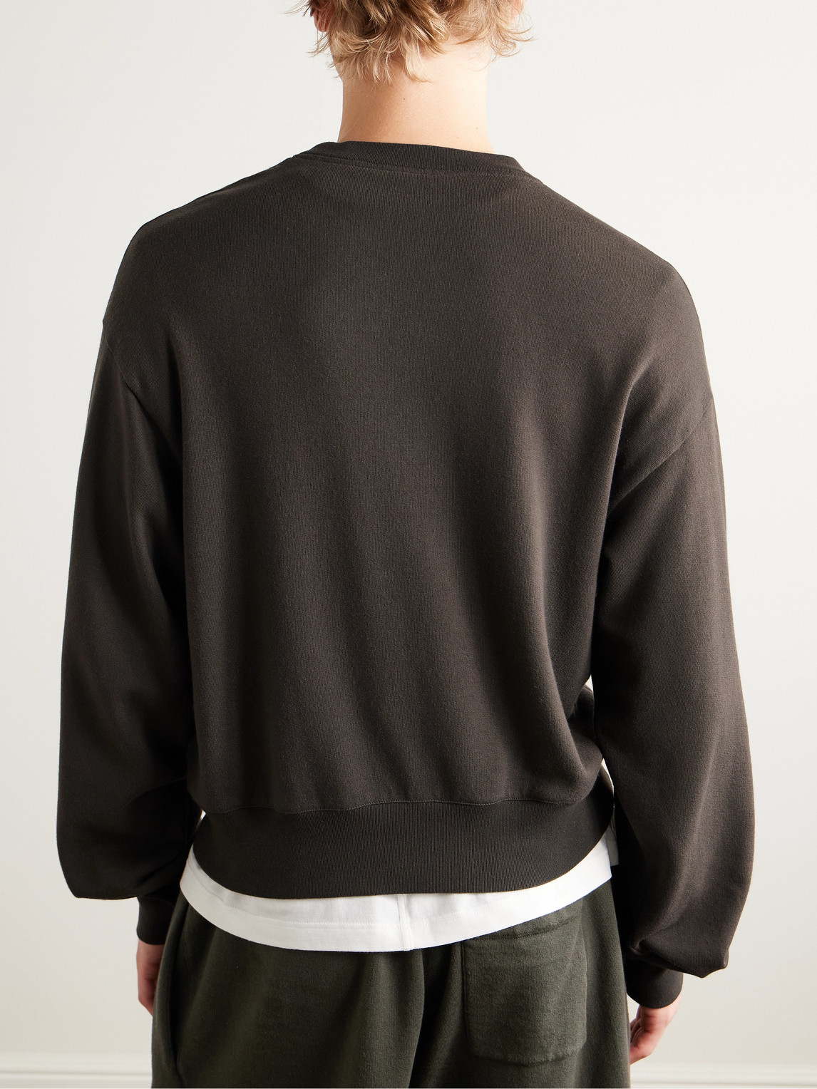 The Row Saston Cotton And Cashmere-blend Jersey Sweatshirt In Brown