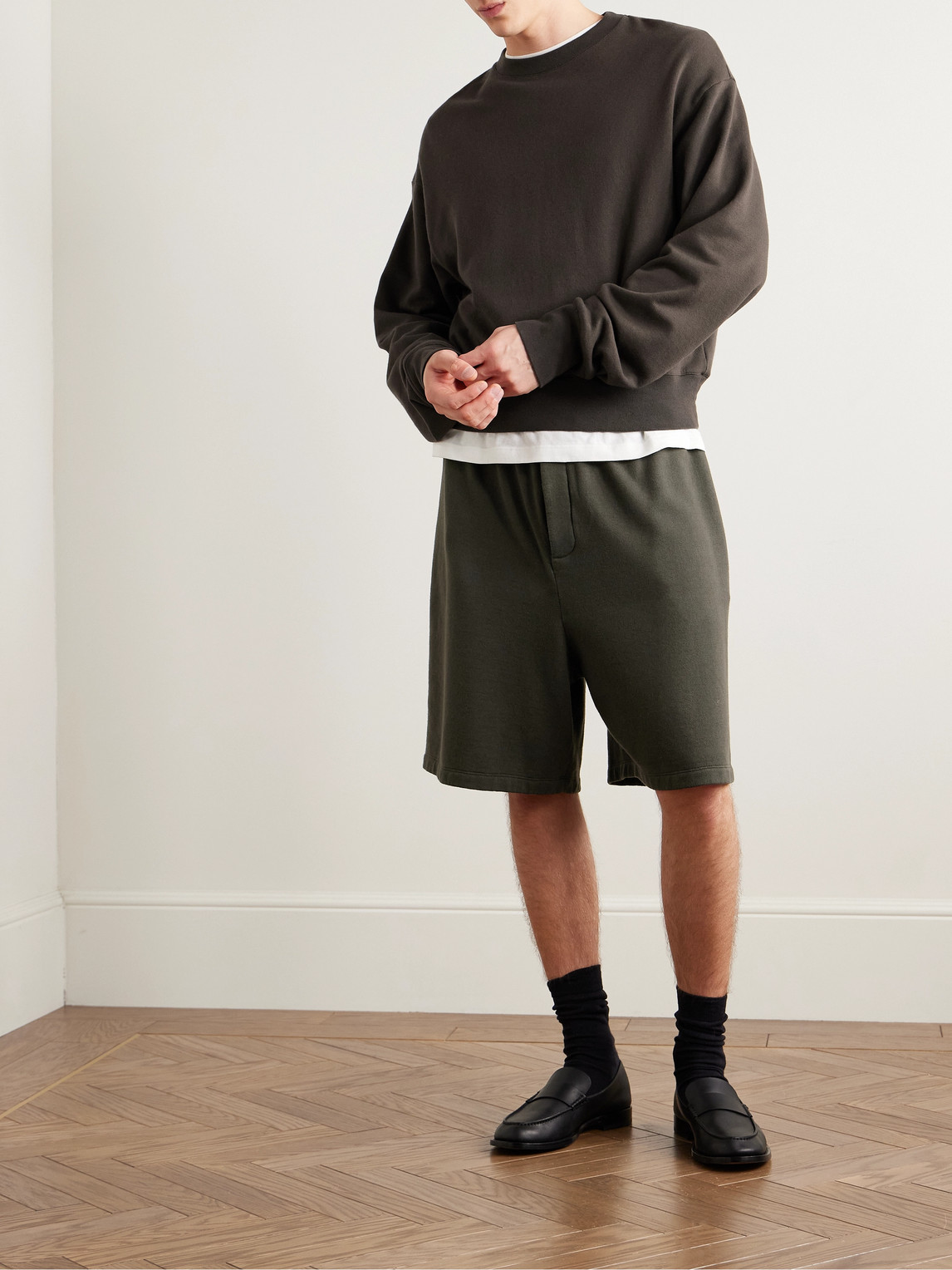 The Row Saston Cotton And Cashmere-blend Jersey Sweatshirt In Brown