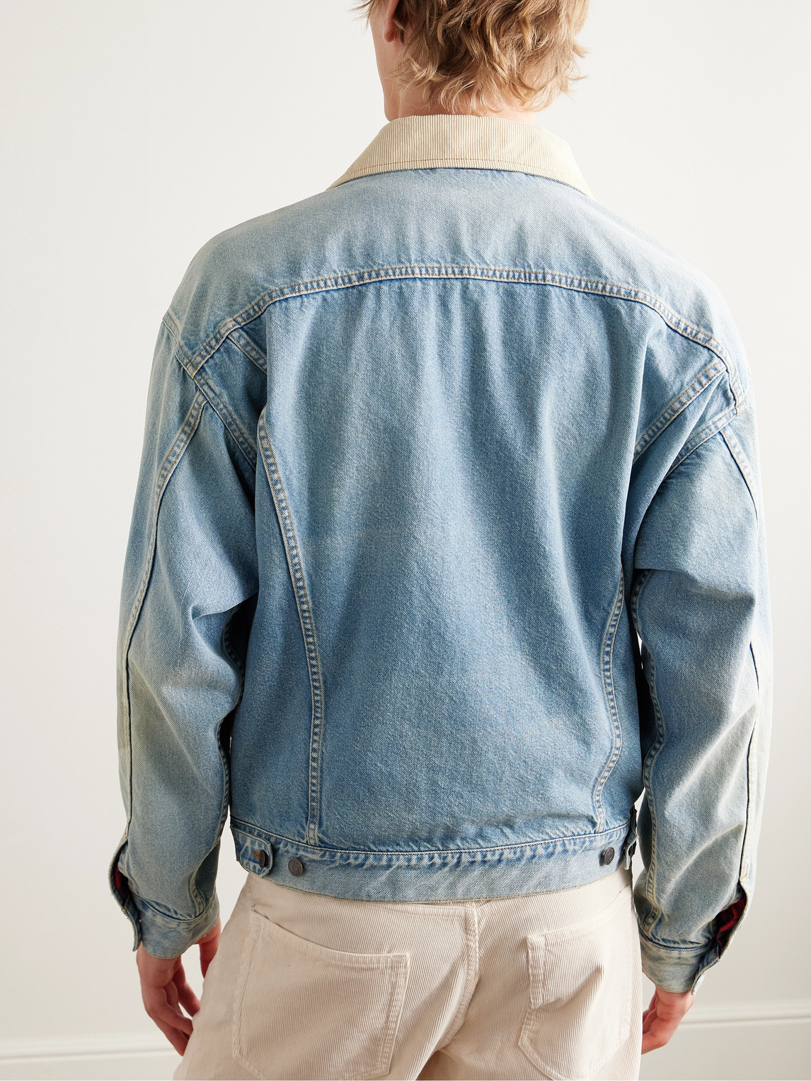 The Row Joret Corduroy-trim Denim Jacket In Blue