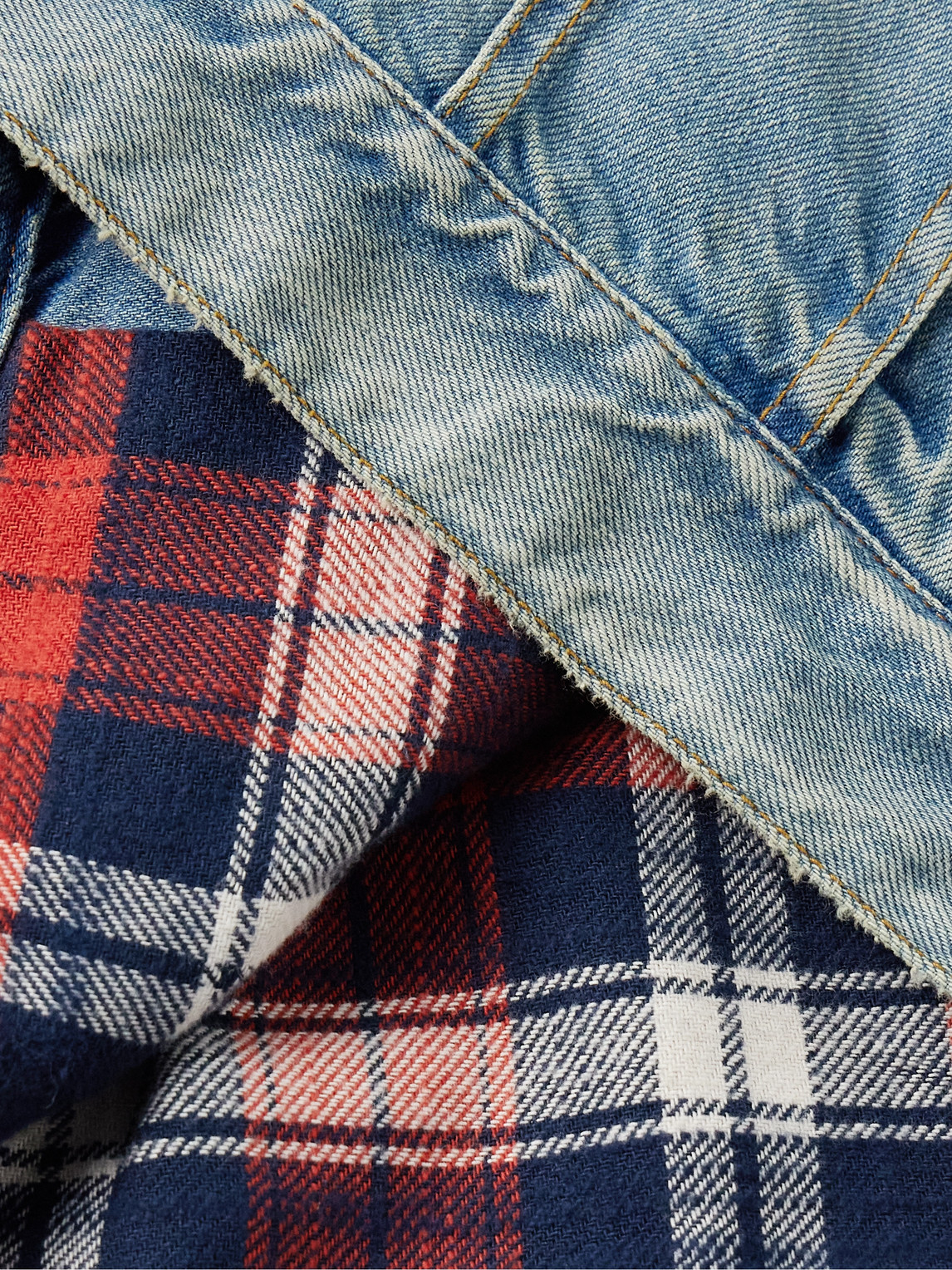 The Row Joret Corduroy-trim Denim Jacket In Blue