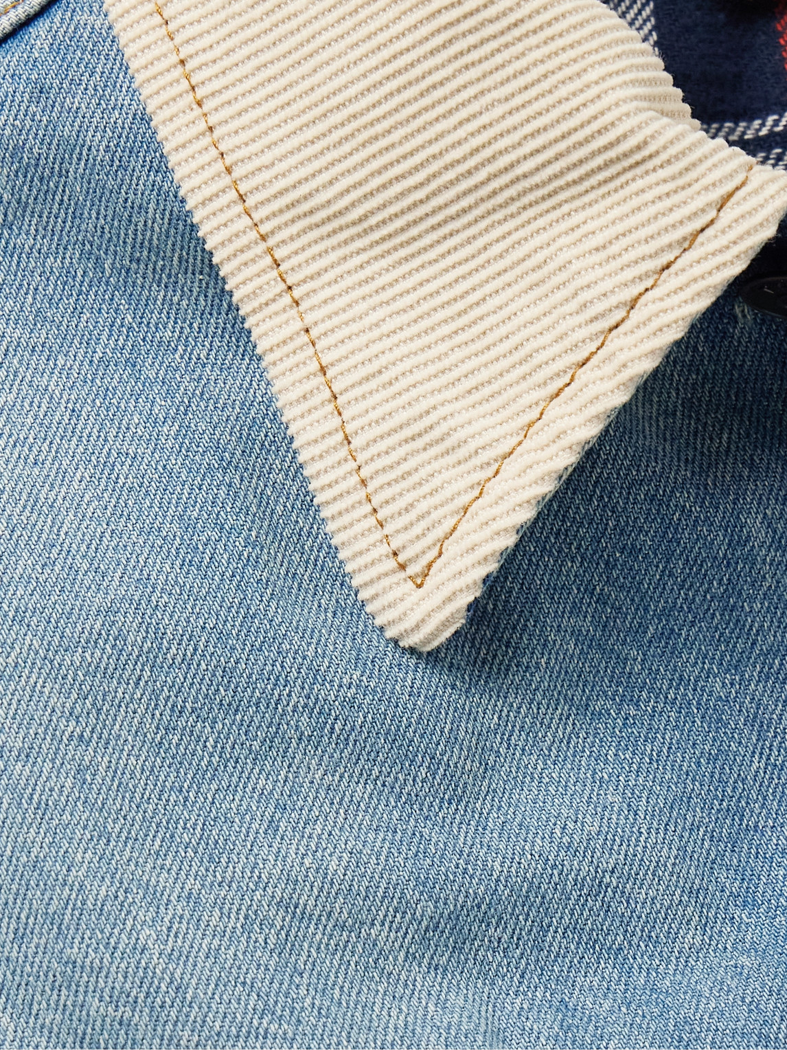 The Row Joret Corduroy-trim Denim Jacket In Blue