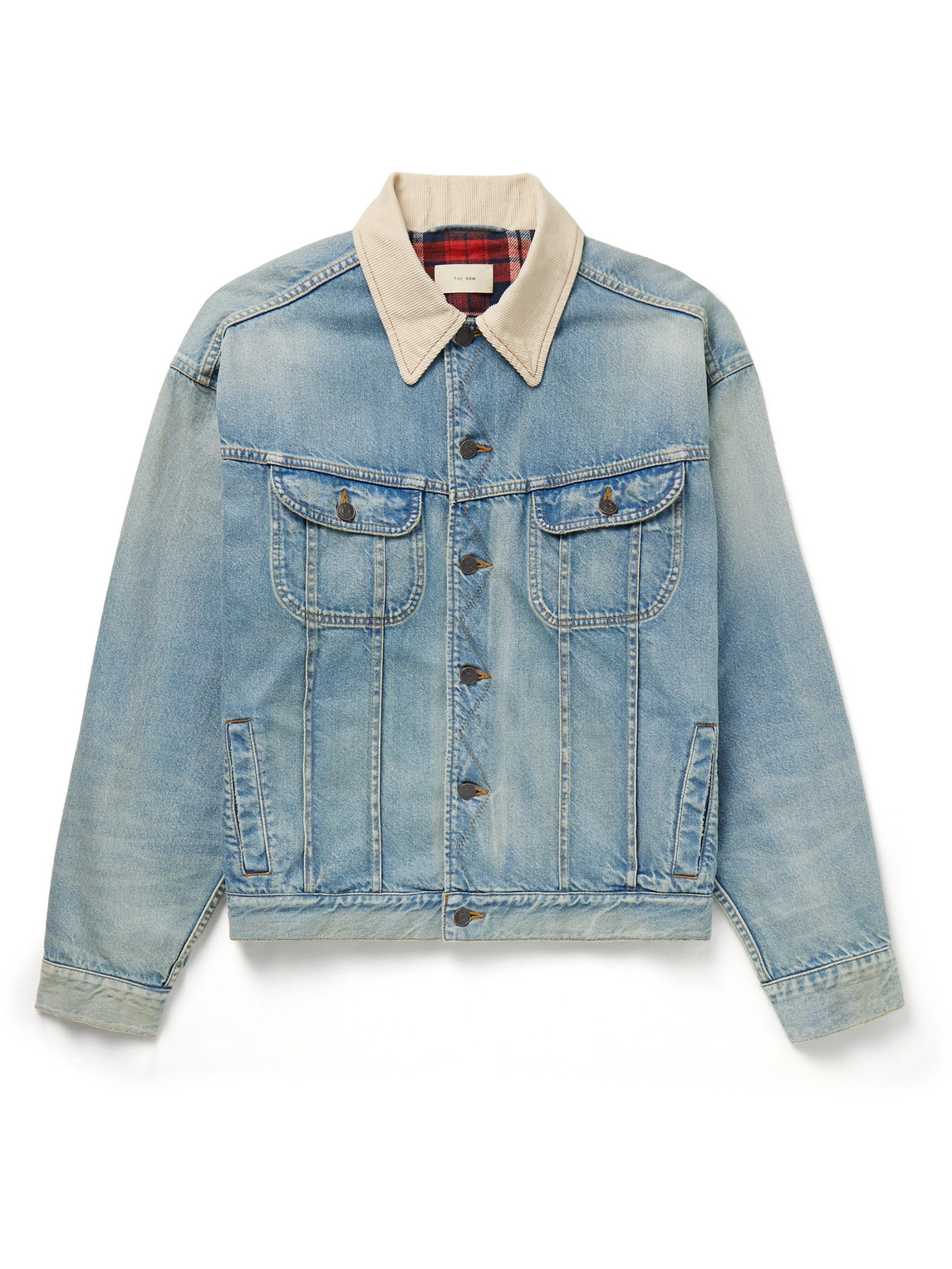 The Row Joret Corduroy-trimmed Denim Jacket In Blue