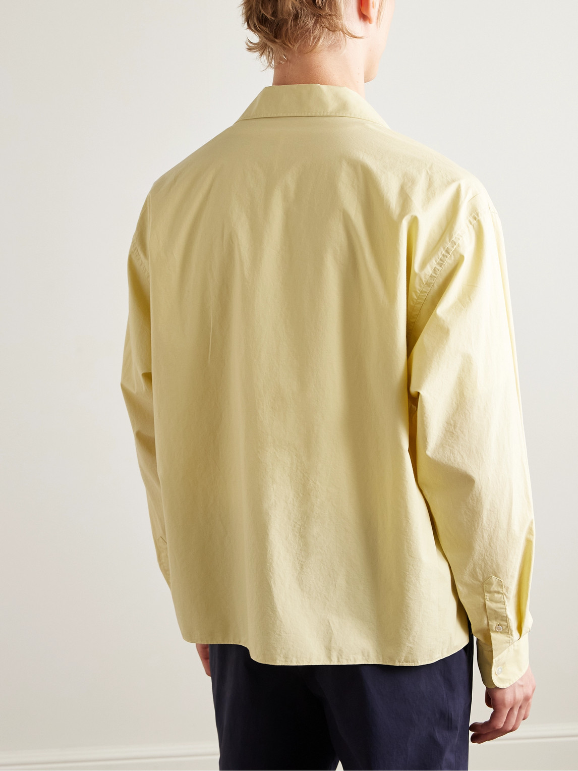 The Row Elijas Convertible-collar Cotton-poplin Shirt In Yellow