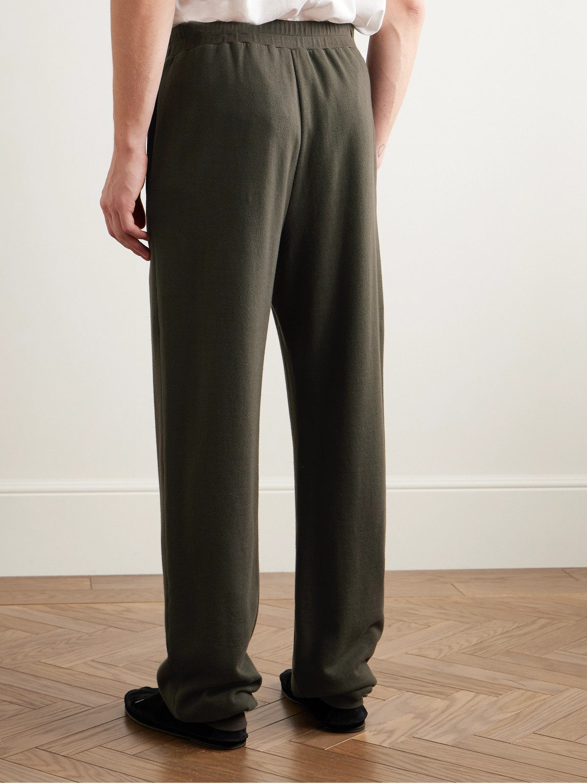 The Row Navo Tapered Cotton And Cashmere-blend Jersey Sweatpants
