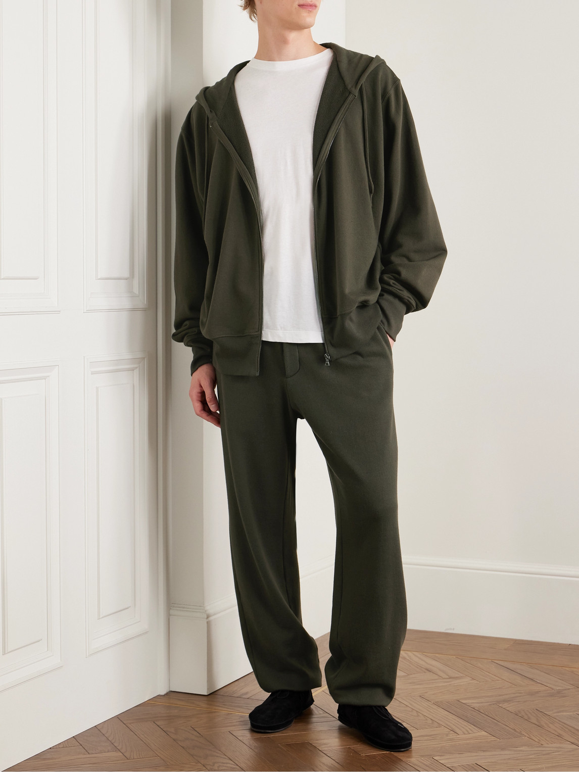 The Row Navo Tapered Cotton And Cashmere-blend Jersey Sweatpants