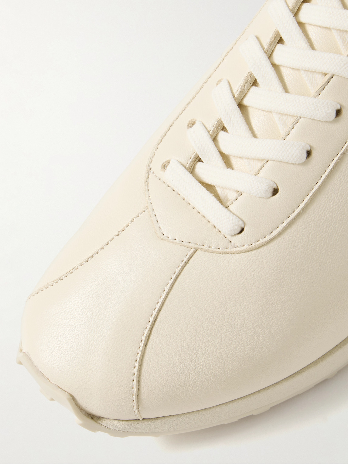 The Row Mica Leather Sneakers In Neutral