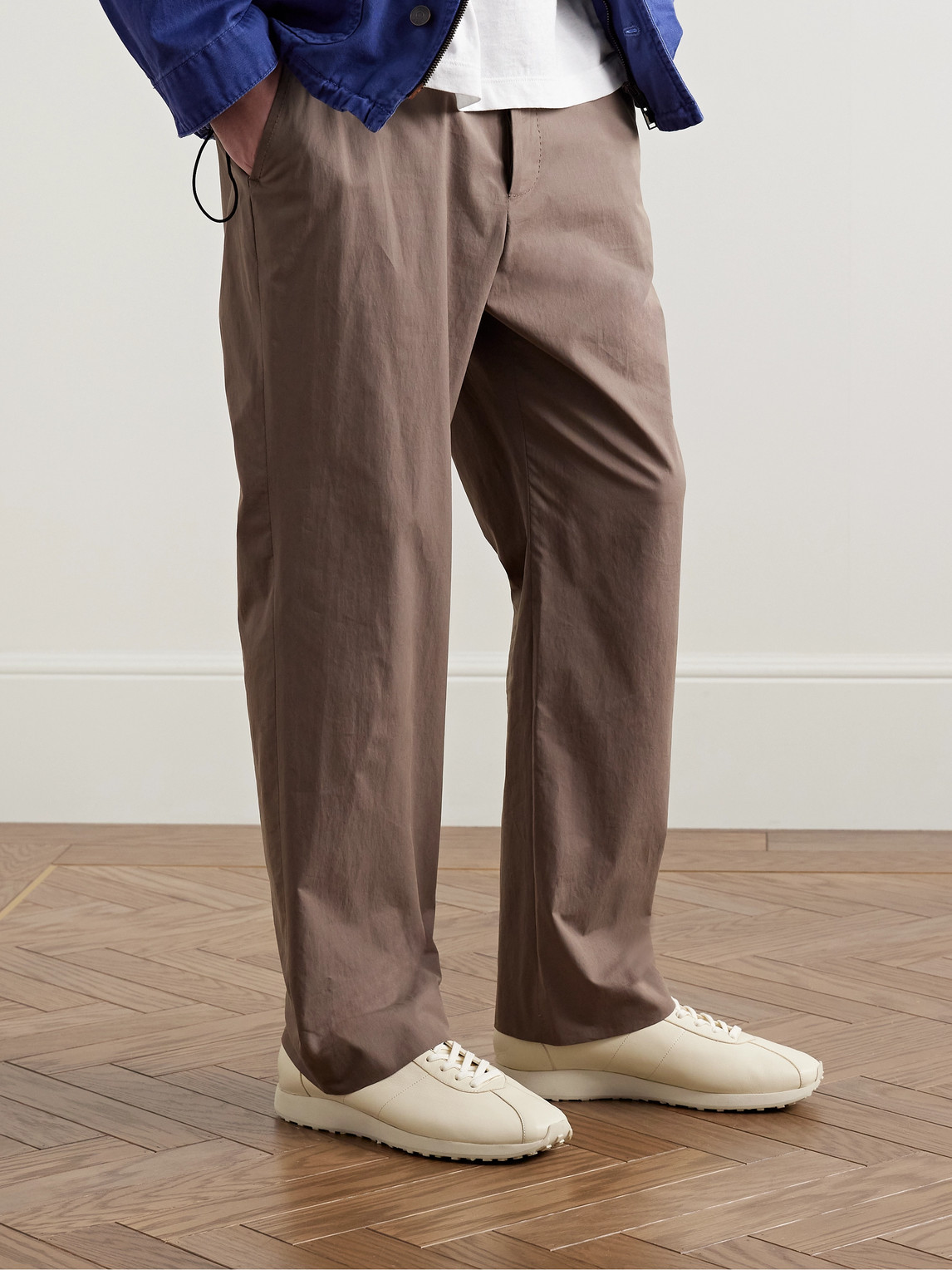 The Row Mica Leather Sneakers In Neutral