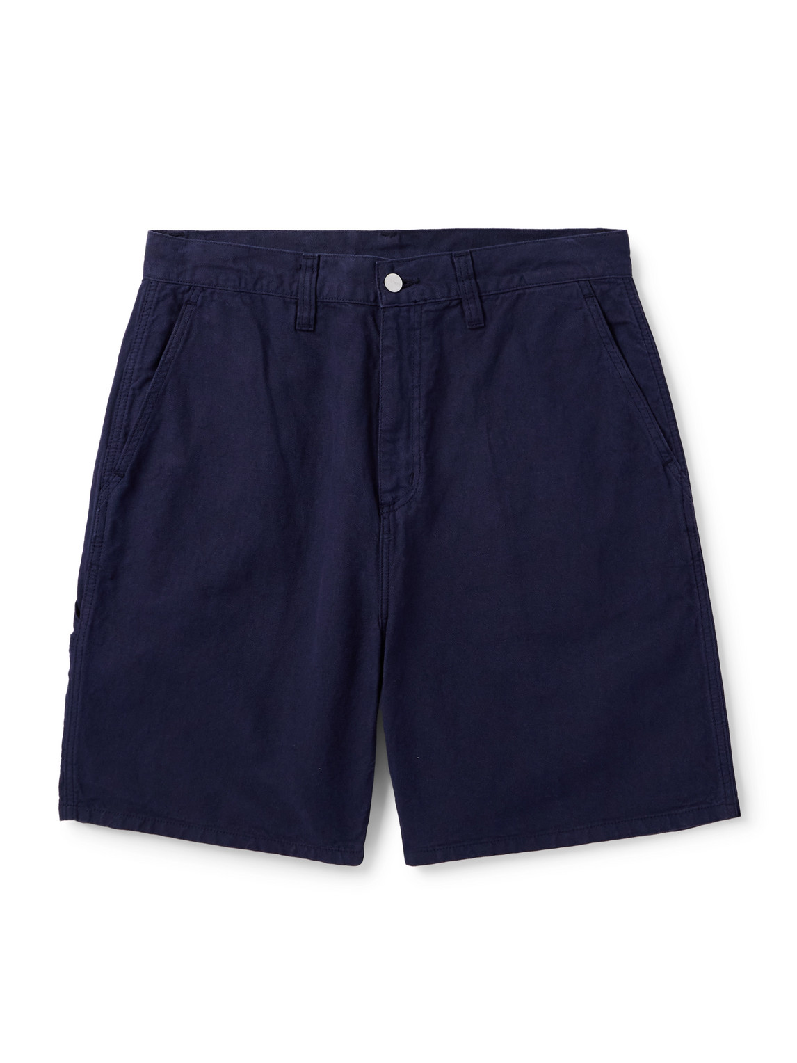 Carhartt Walter Single Knee Wide-leg Cotton And Linen-blend Canvas Shorts In Blue